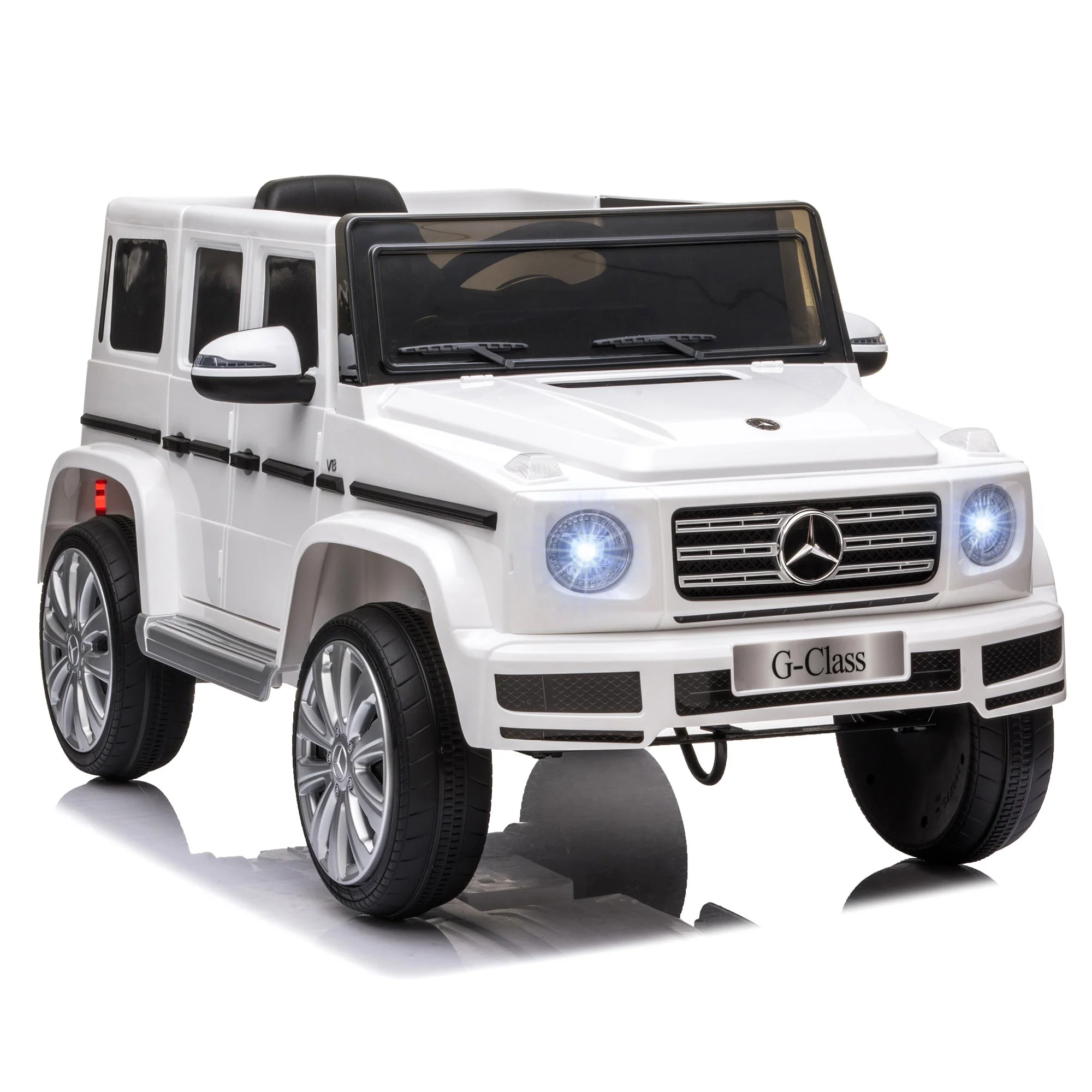 Homcom Compatible 12V Battery-powered 2 Motors Kids Electric Ride On Car Mercedes Benz G500 Toy with Parental Remote Control Music Lights MP3 Suspension Wheels for 3-8 Years Old White - Image 2