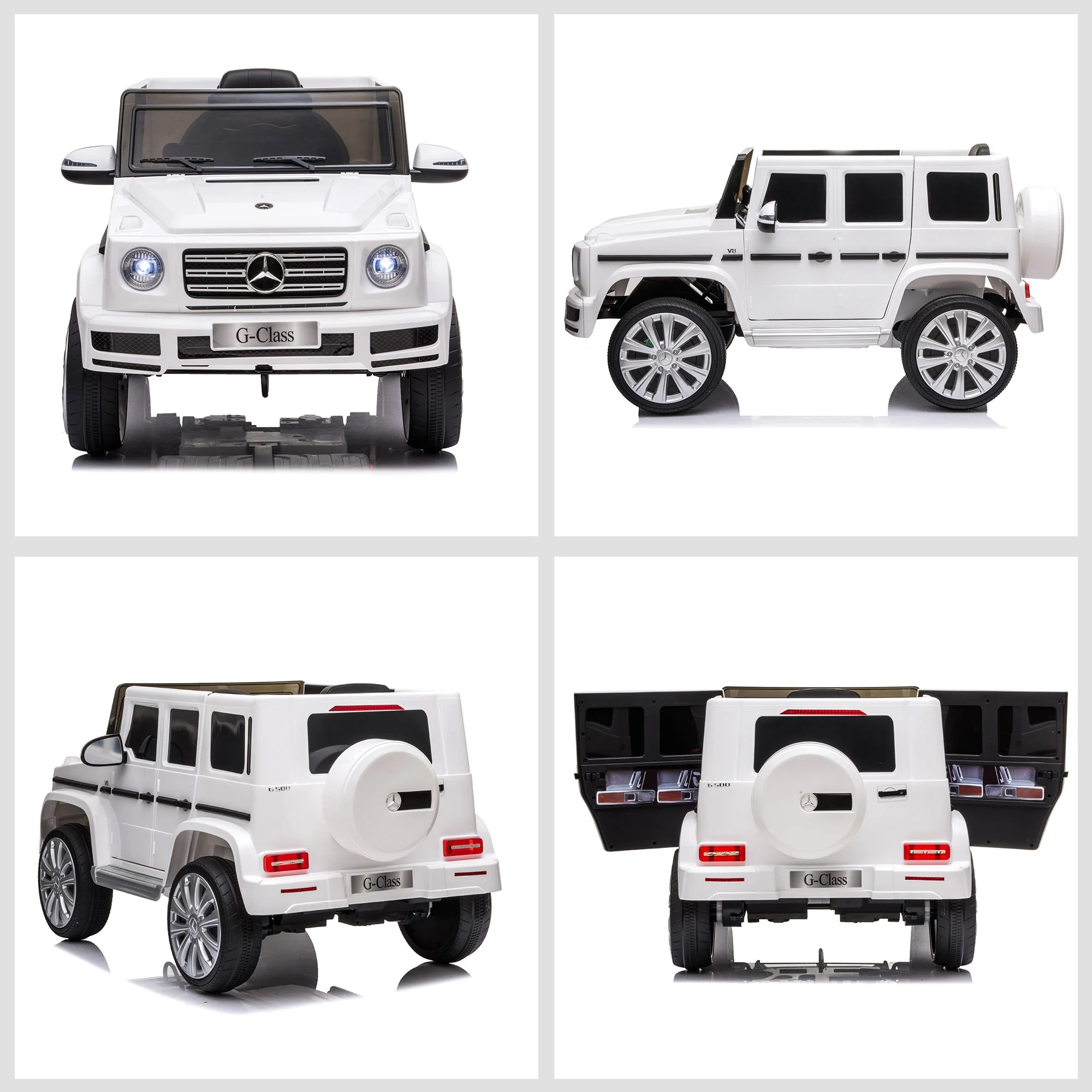 Homcom Compatible 12V Battery-powered 2 Motors Kids Electric Ride On Car Mercedes Benz G500 Toy with Parental Remote Control Music Lights MP3 Suspension Wheels for 3-8 Years Old White - Image 8