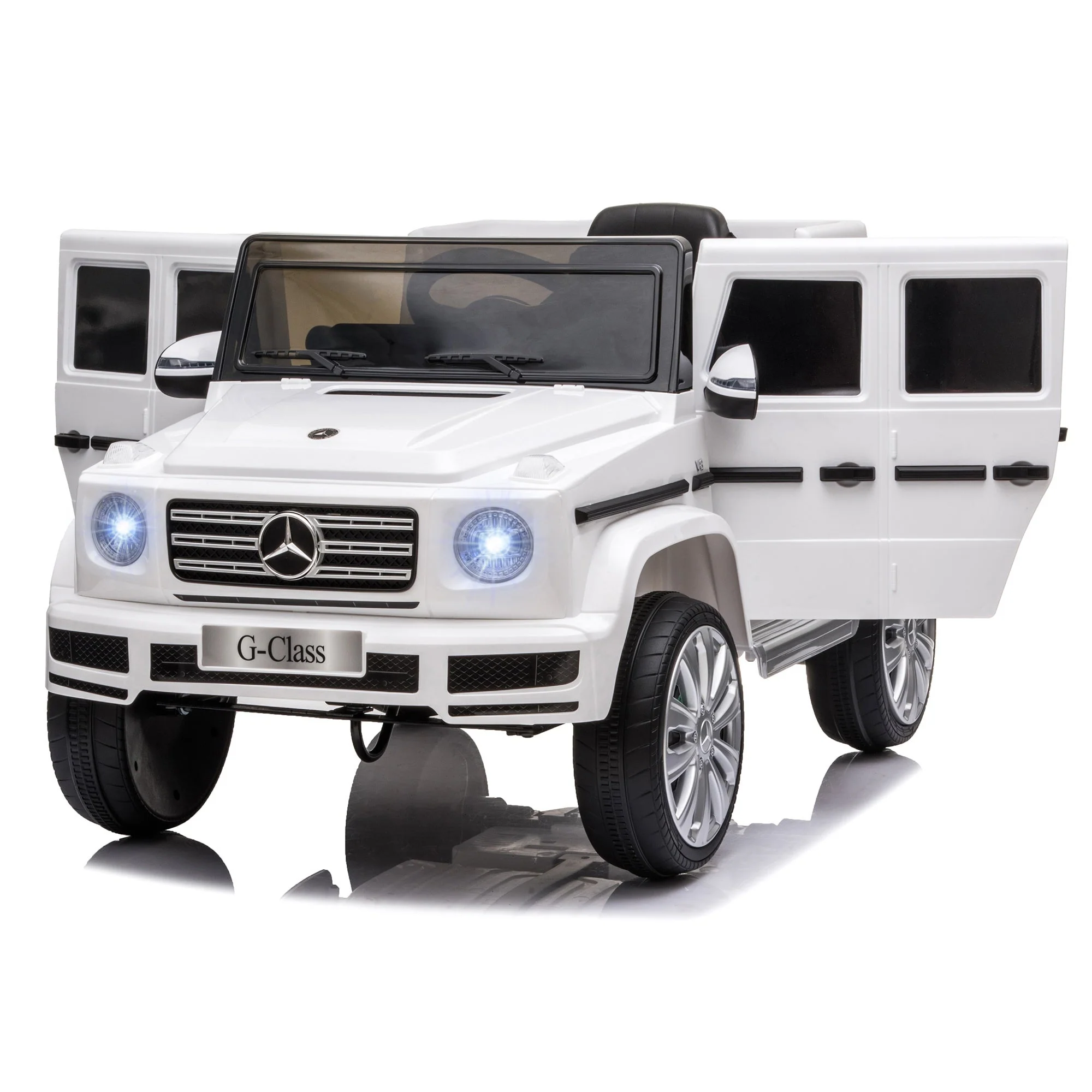 Homcom Compatible 12V Battery-powered 2 Motors Kids Electric Ride On Car Mercedes Benz G500 Toy with Parental Remote Control Music Lights MP3 Suspension Wheels for 3-8 Years Old White - Image 9