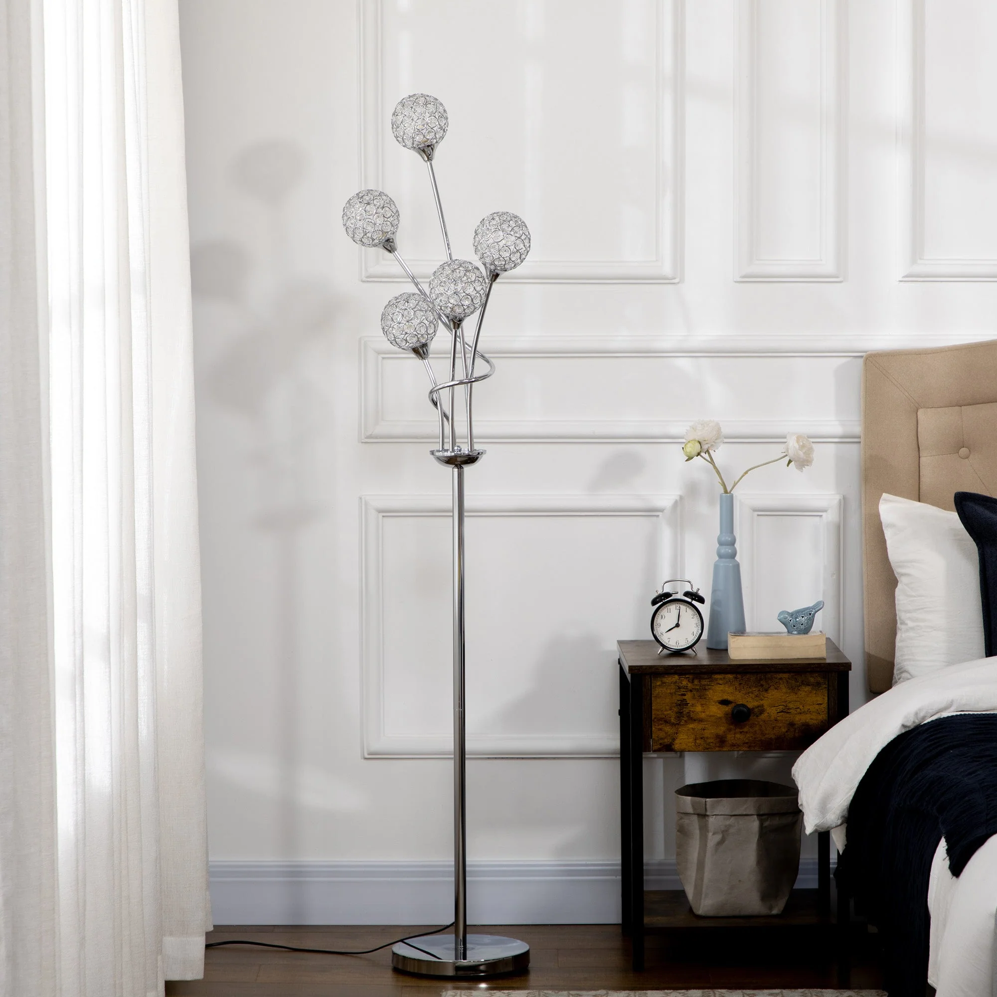Homcom Crystal Floor Lamps for Living Room Bedroom with 5 Light - Image 5