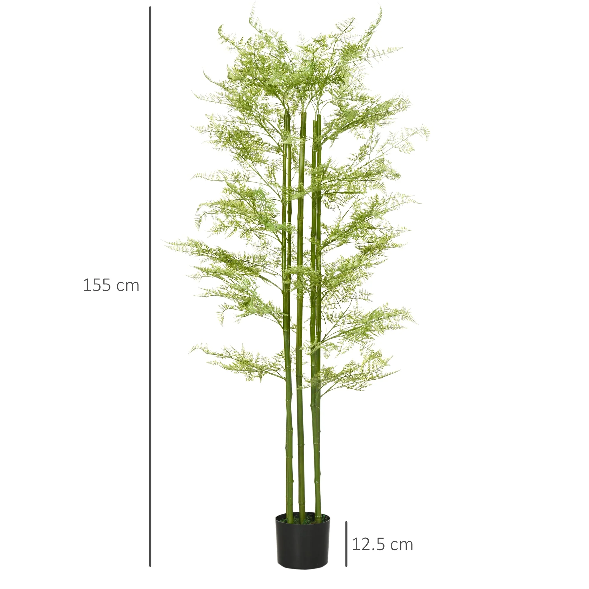 Homcom Decorative Artificial Plants Asparagus Fern Tree In Pot Fake Plants For Home Indoor Outdoor Decor 155cm - Image 3