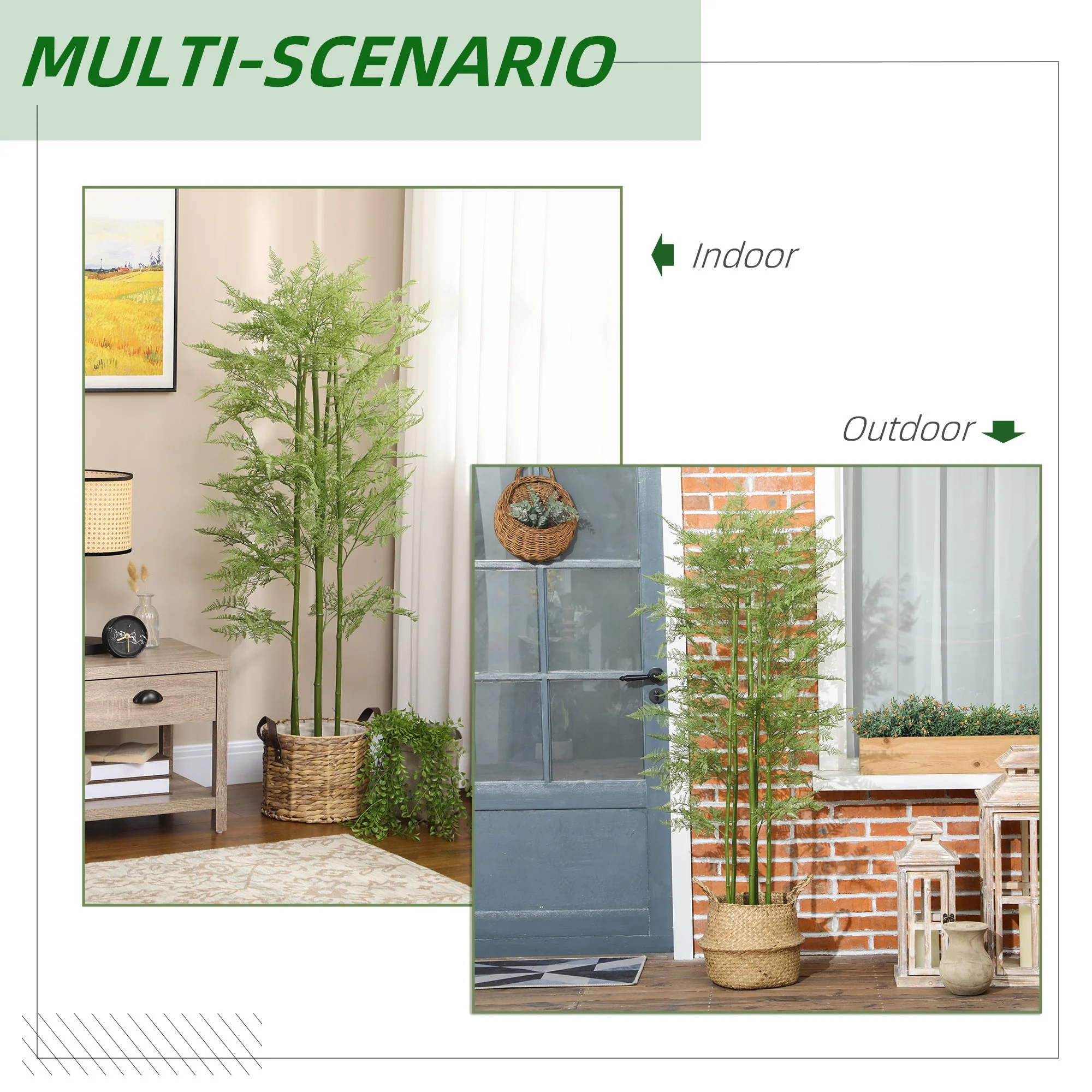 Homcom Decorative Artificial Plants Asparagus Fern Tree In Pot Fake Plants For Home Indoor Outdoor Decor 155cm - Image 5