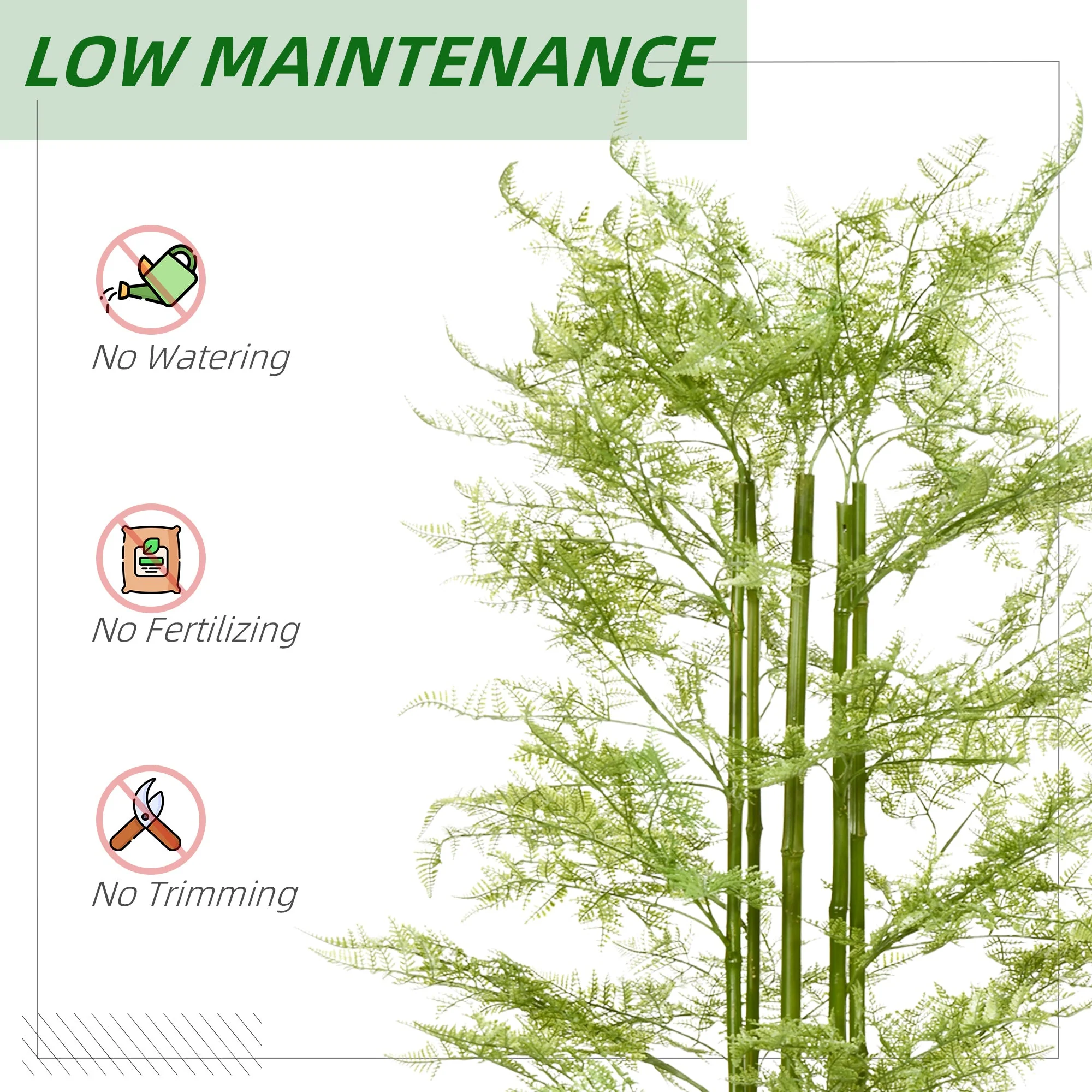 Homcom Decorative Artificial Plants Asparagus Fern Tree In Pot Fake Plants For Home Indoor Outdoor Decor 155cm - Image 6