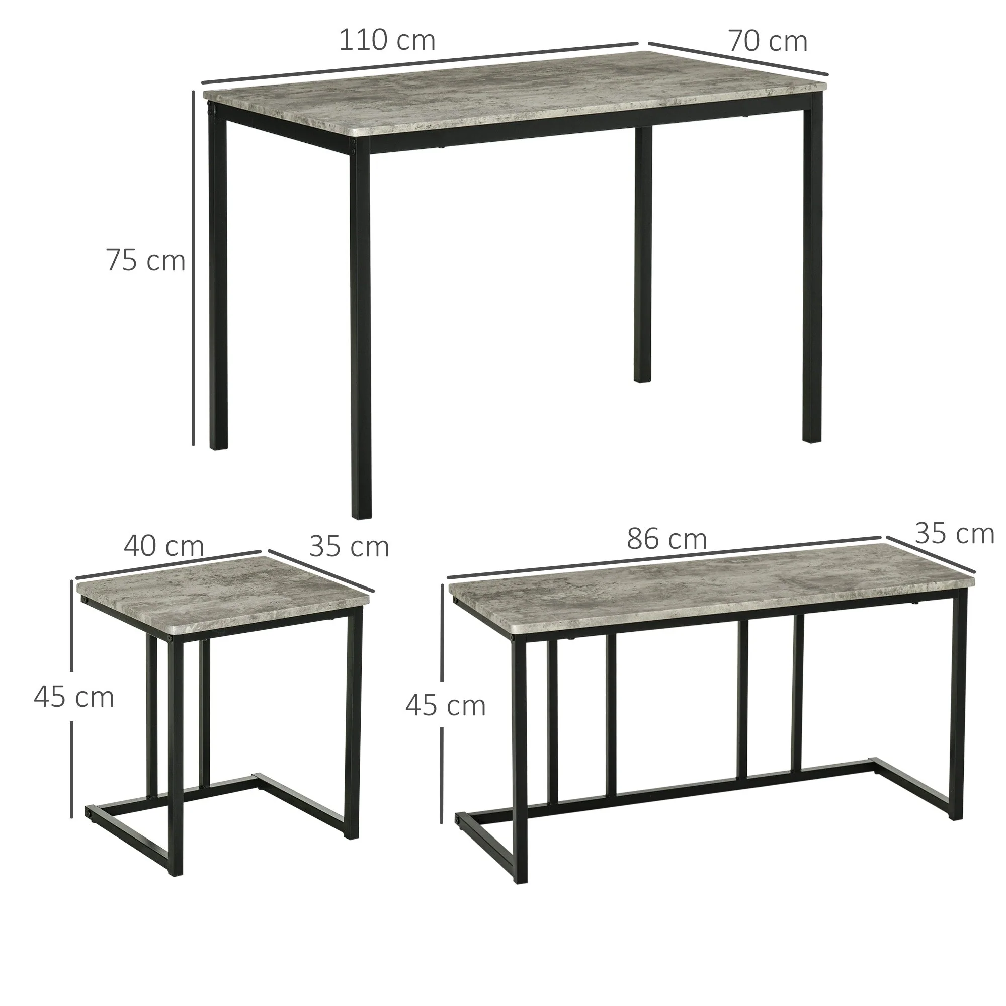 Homcom Dining Table And Chairs Set For 4 People - Image 3