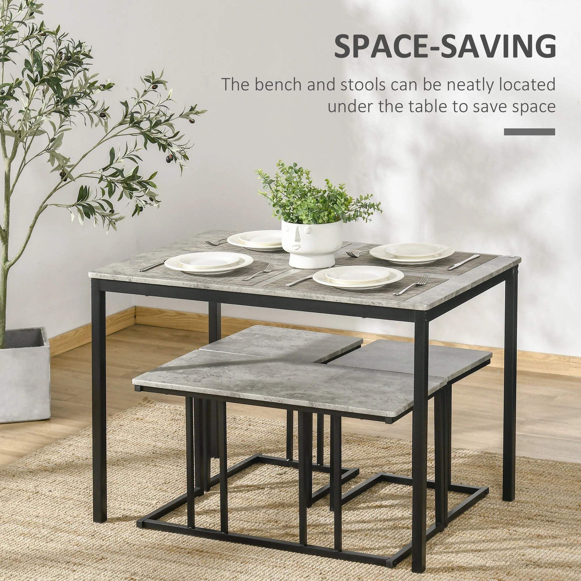 Homcom Dining Table And Chairs Set For 4 People - Image 5