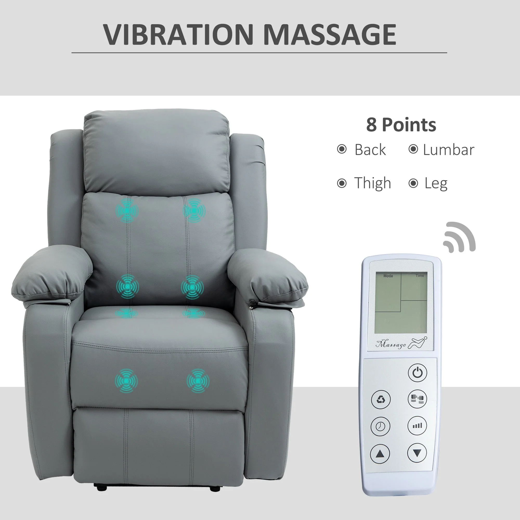 Homcom Electric Power Lift Recliner Chair Vibration Massage Reclining Chair with Remote Control and Side Pocket - Image 6