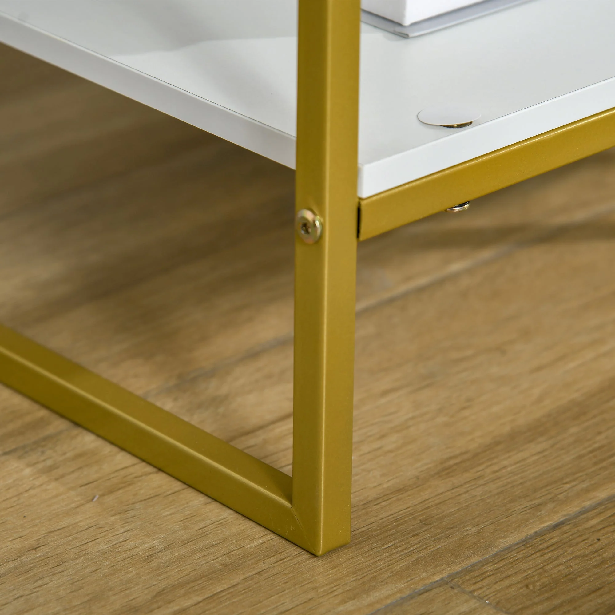 Homcom Elegant Gold-Tone Metal Frame Side Table With Drawer - Image 8