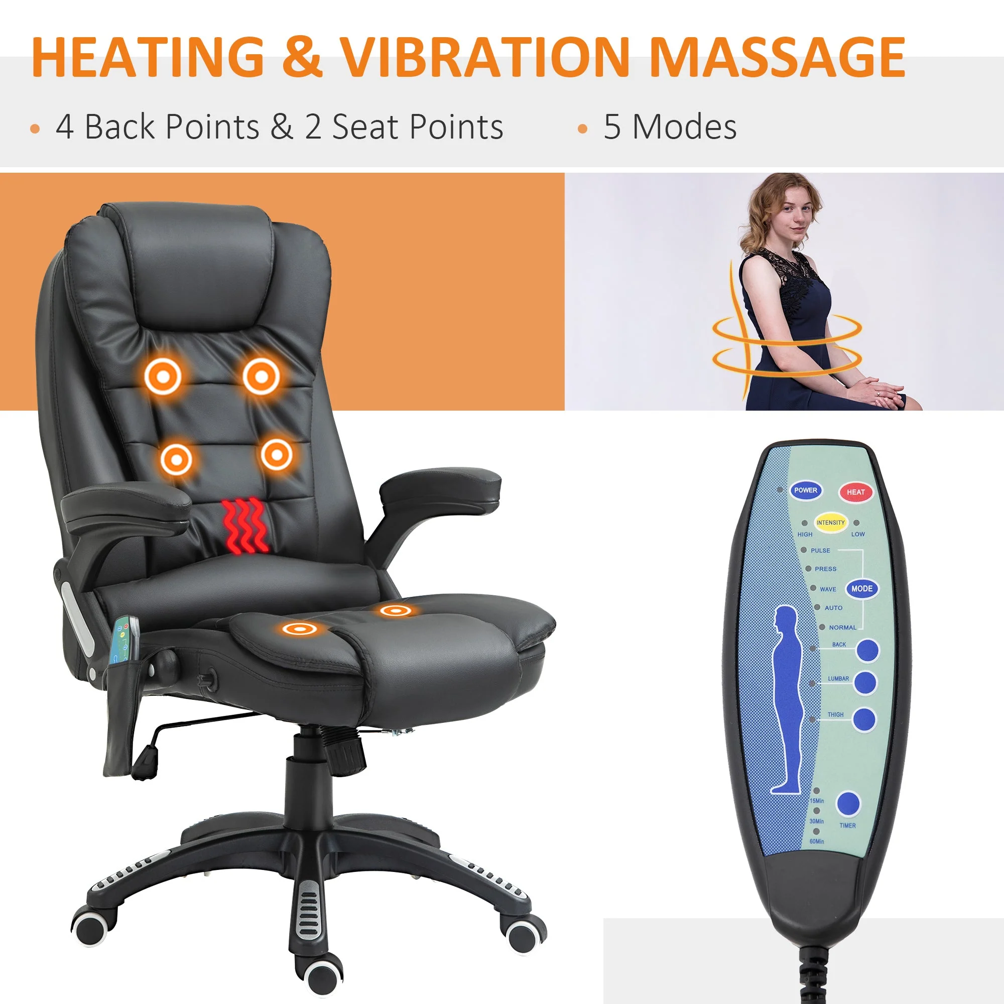 Homcom Executive Office Chair With Massage And Heat - Image 4