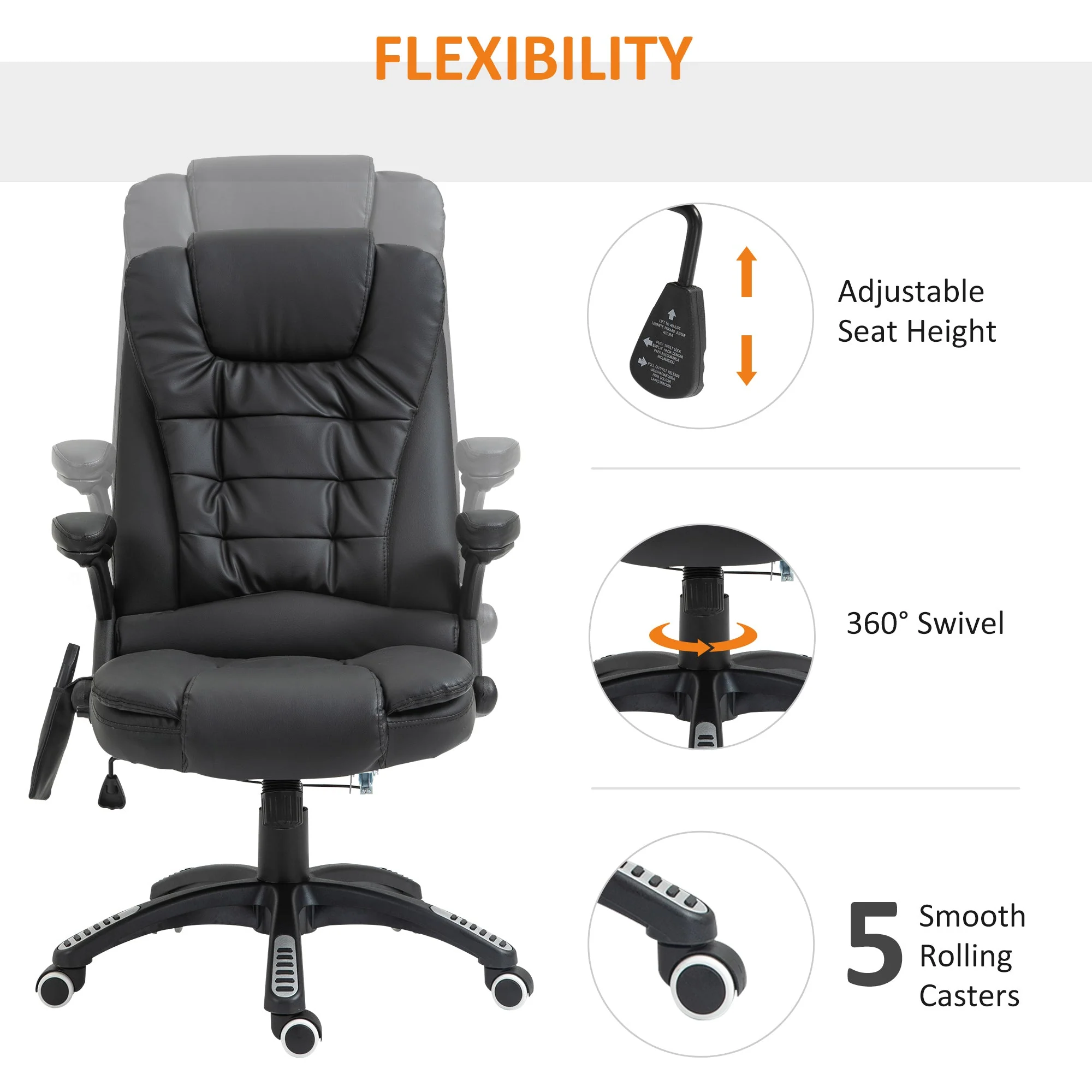 Homcom Executive Office Chair With Massage And Heat - Image 5