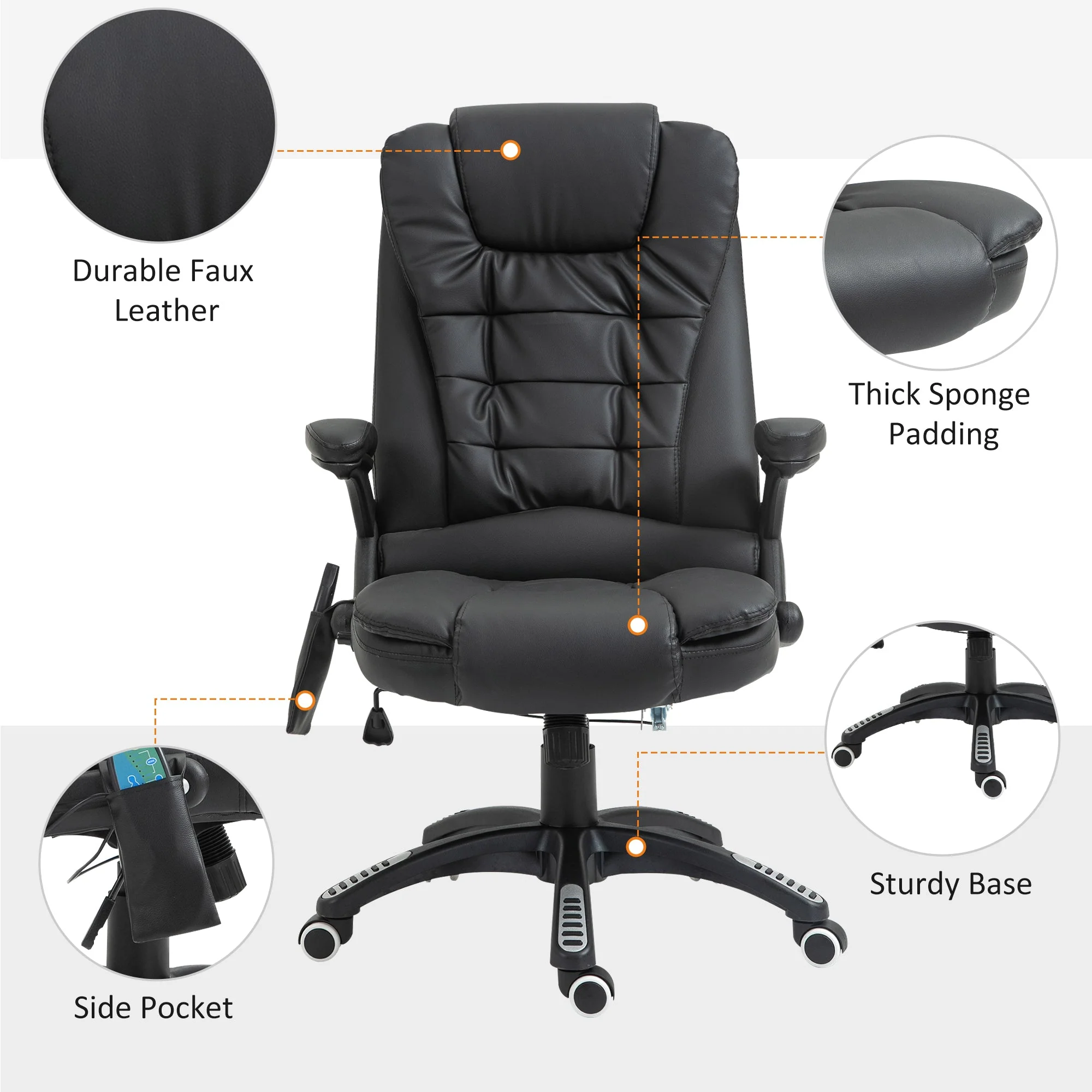 Homcom Executive Office Chair With Massage And Heat - Image 8