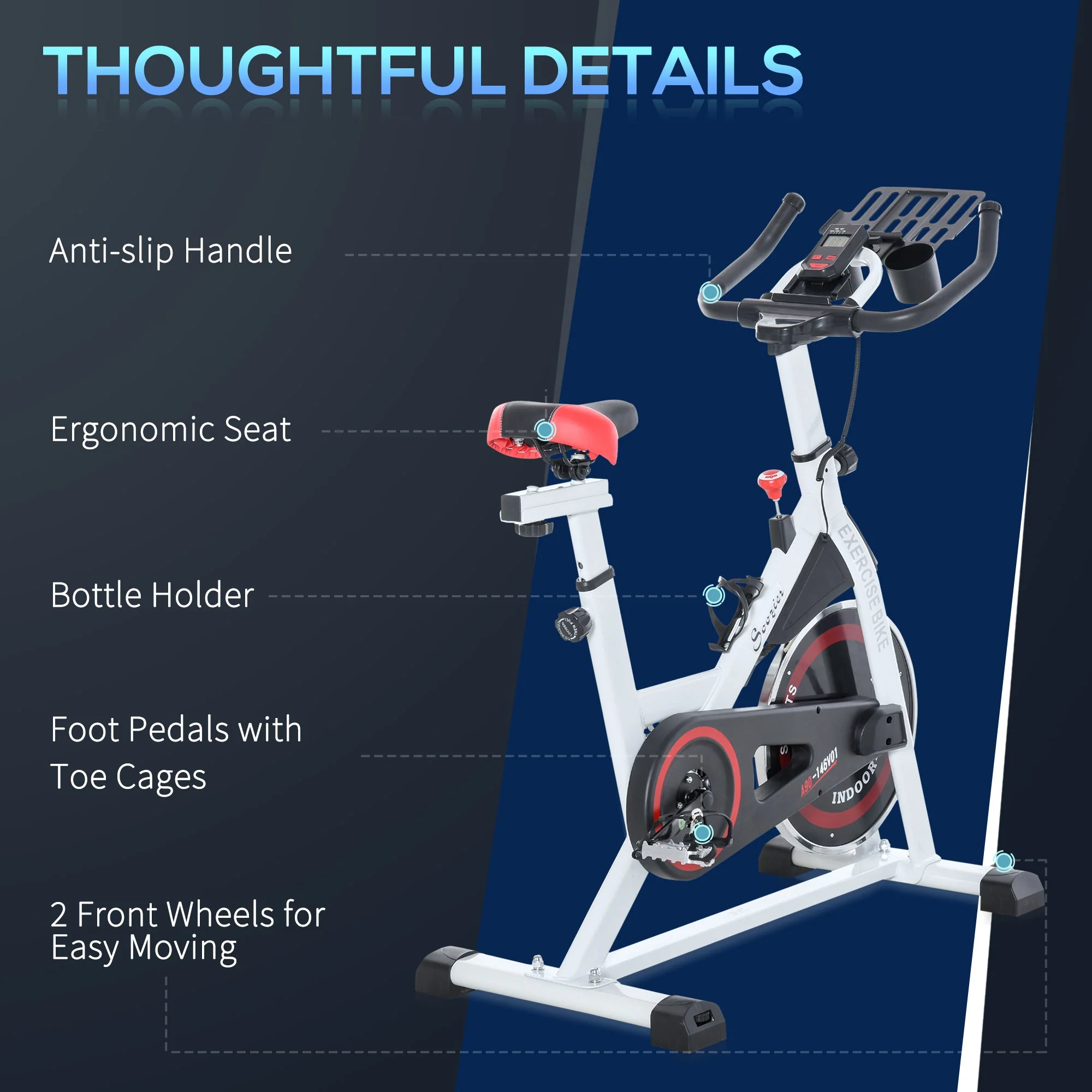 Homcom Exercise Cycling Bike Indoor Stationary Cardio Workout Fitness Racing Machine W/ Adjustable Resistance - Image 7