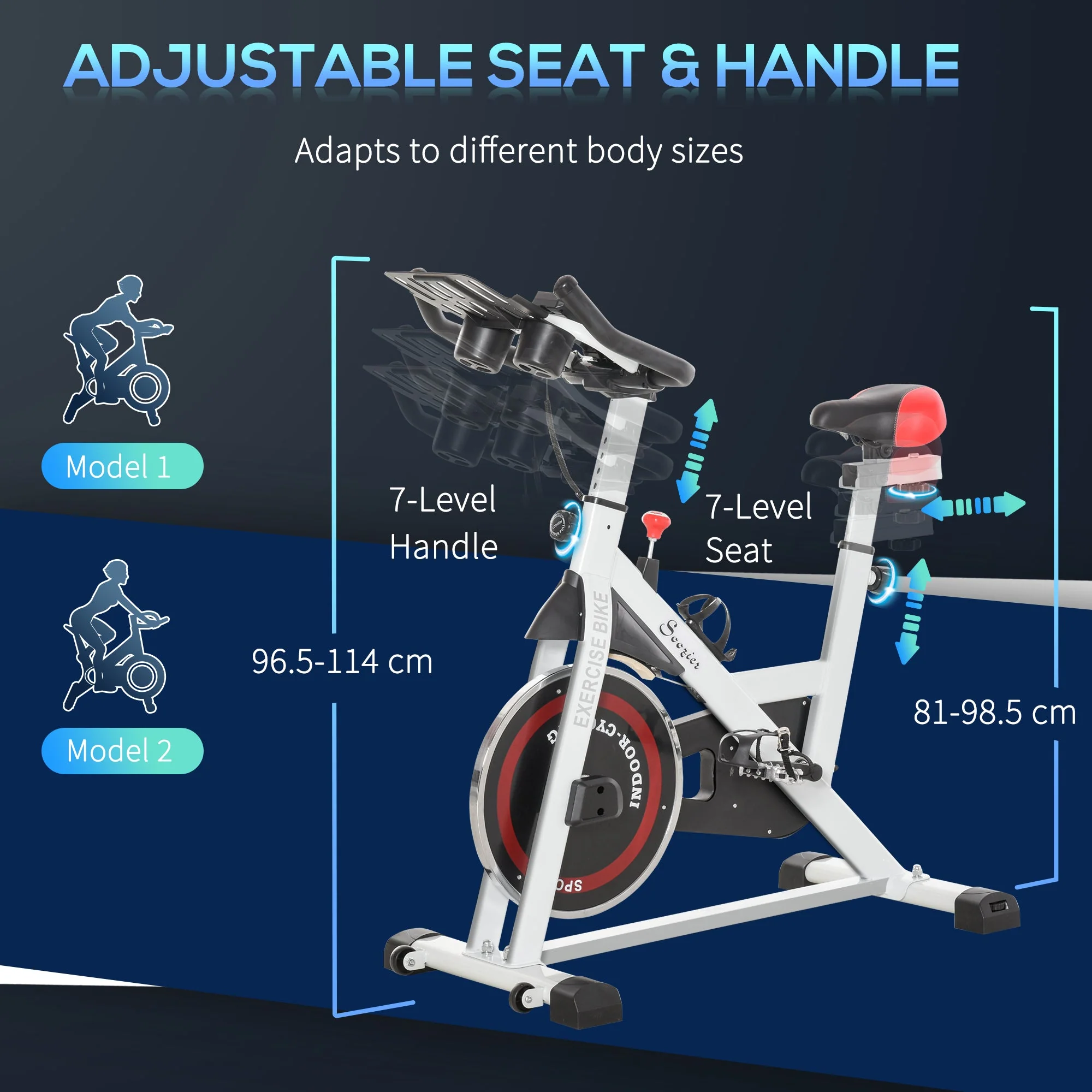 Homcom Exercise Cycling Bike Indoor Stationary Cardio Workout Fitness Racing Machine W/ Adjustable Resistance - Image 8