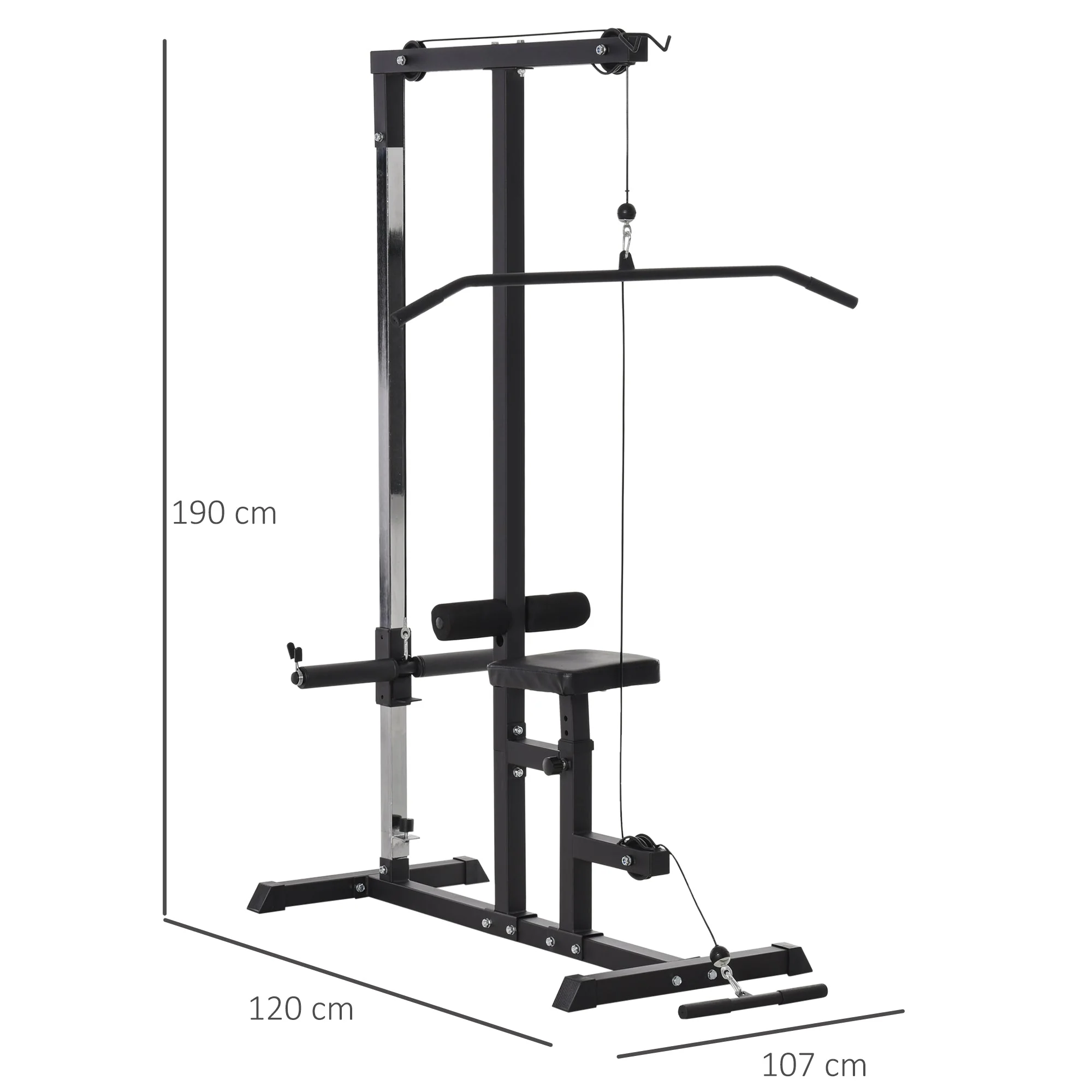 Homcom Exercise Pulley Machine Power Tower with Adjustable Seat Cable Positions - Image 3