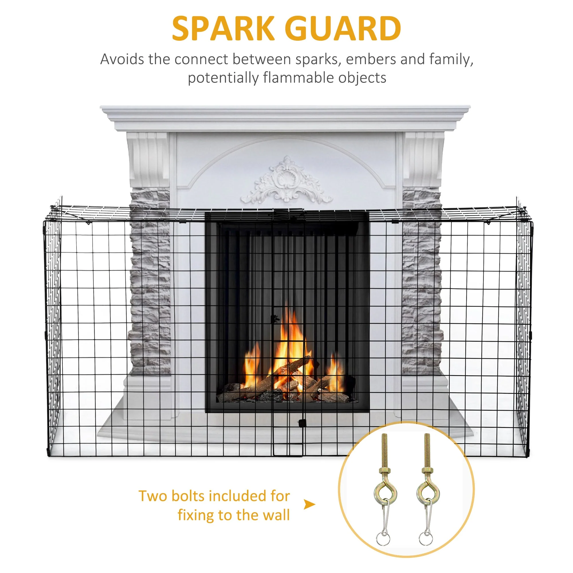 Homcom Extendable Fireguard Screen-Black - Image 4