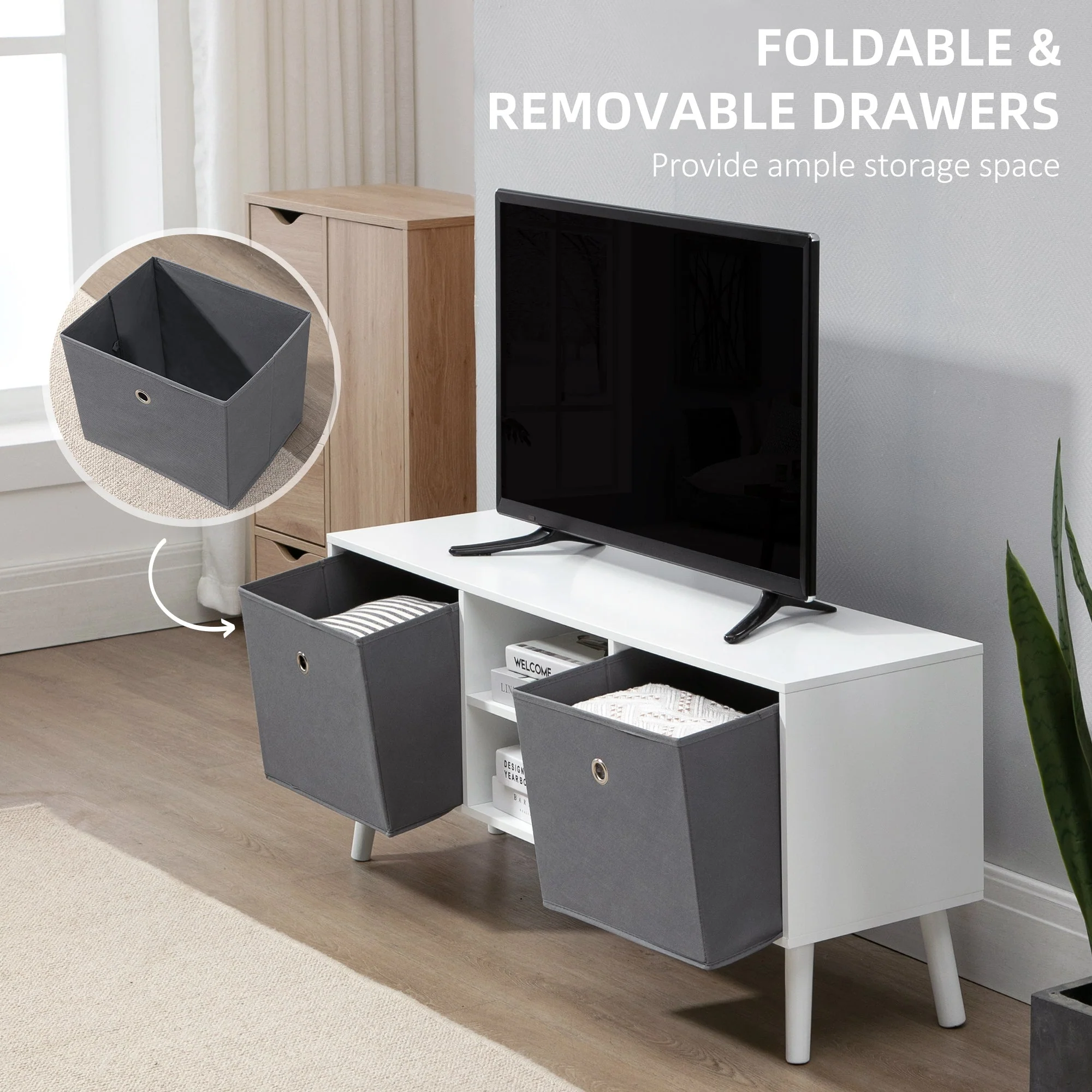 Homcom Fabric Drawer TV Stand - Image 5