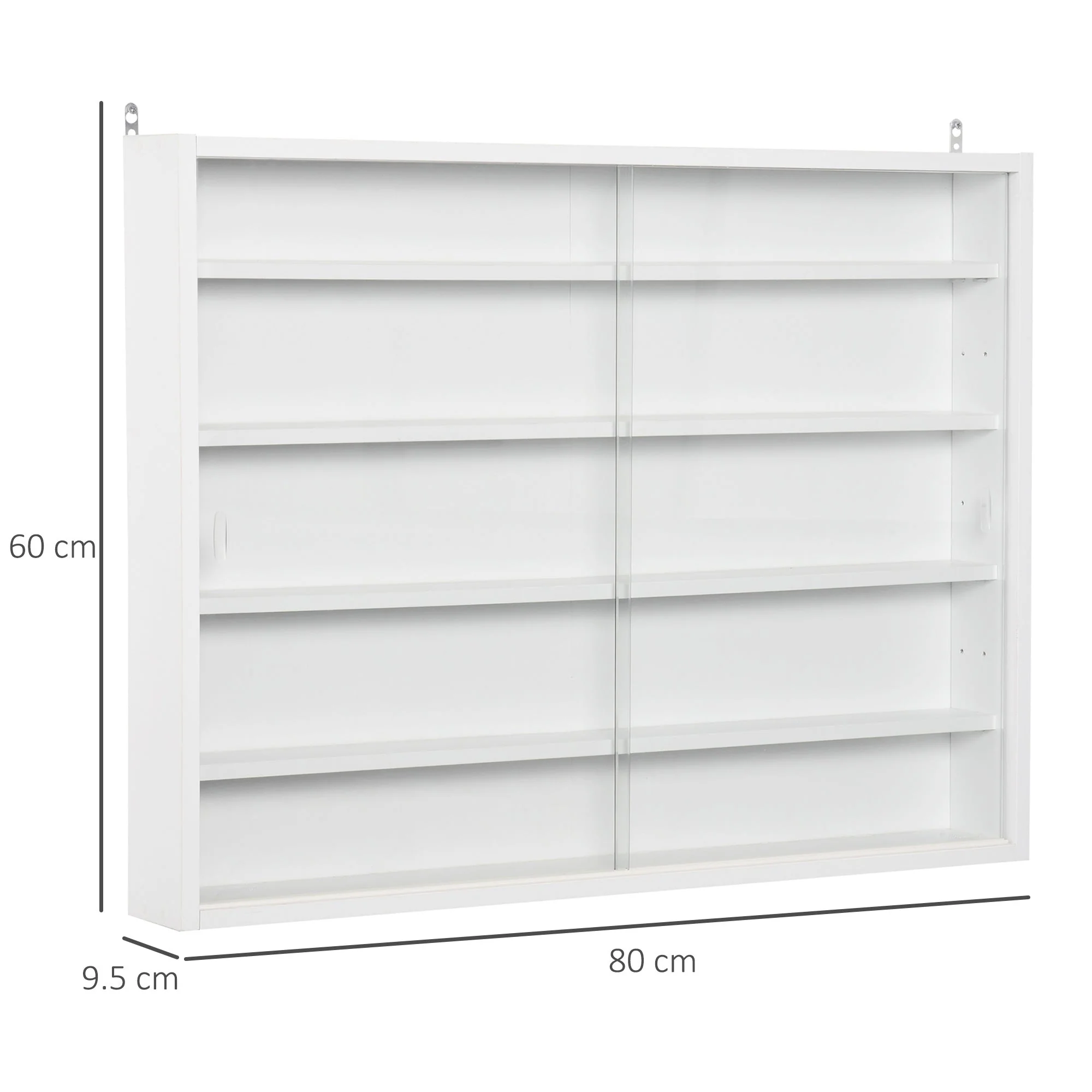Homcom Five-Tier Wall Display Cabinet With Glass Doors - White - Image 3