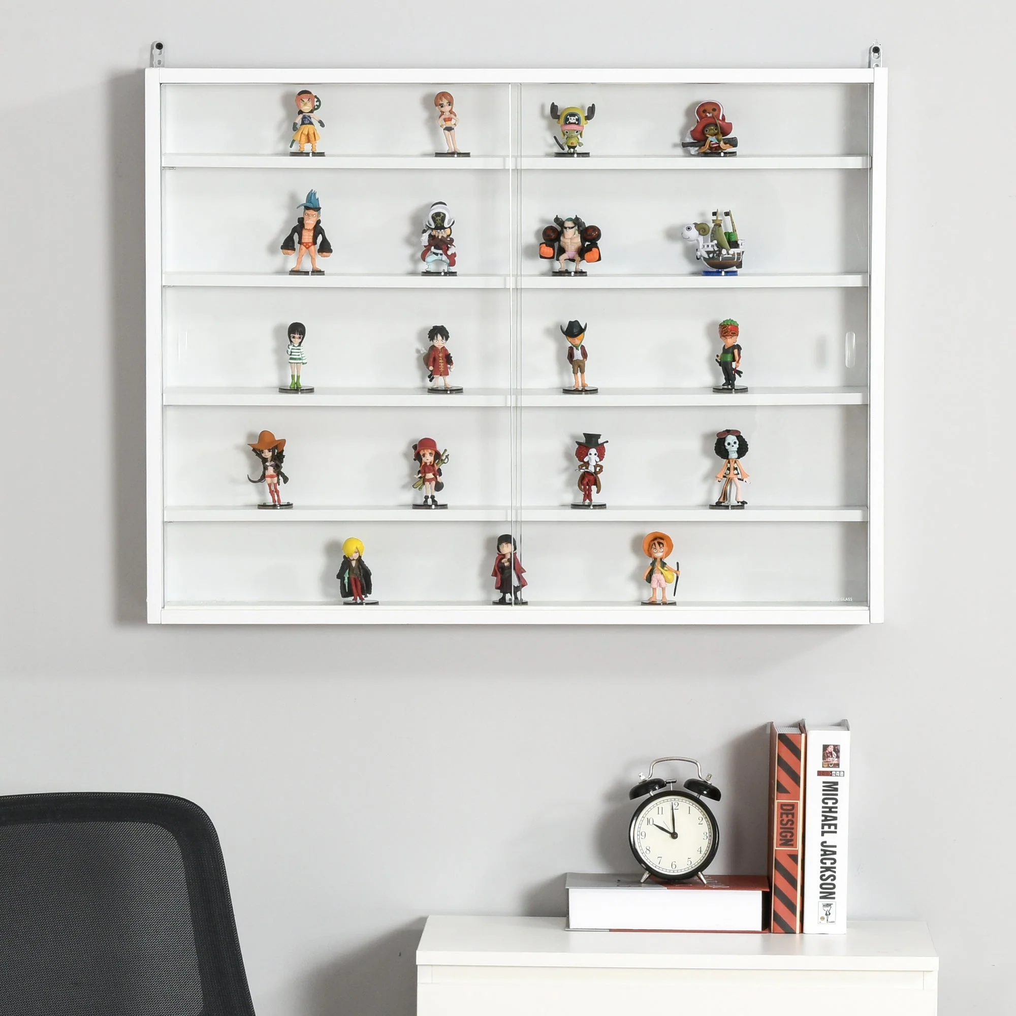 Homcom Five-Tier Wall Display Cabinet With Glass Doors - White - Image 4