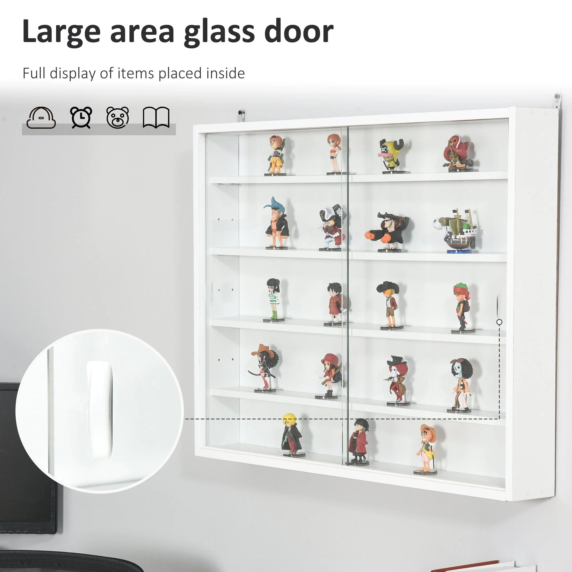 Homcom Five-Tier Wall Display Cabinet With Glass Doors - White - Image 5