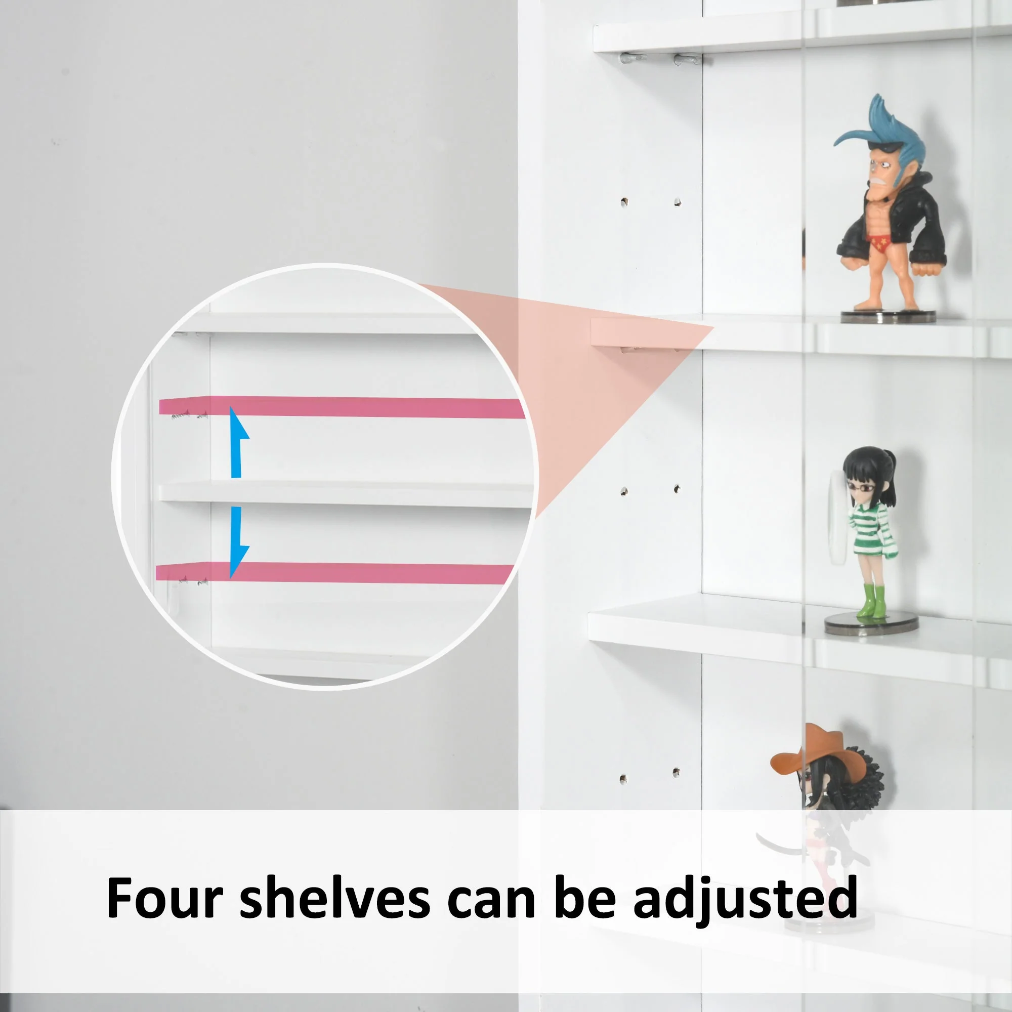 Homcom Five-Tier Wall Display Cabinet With Glass Doors - White - Image 6