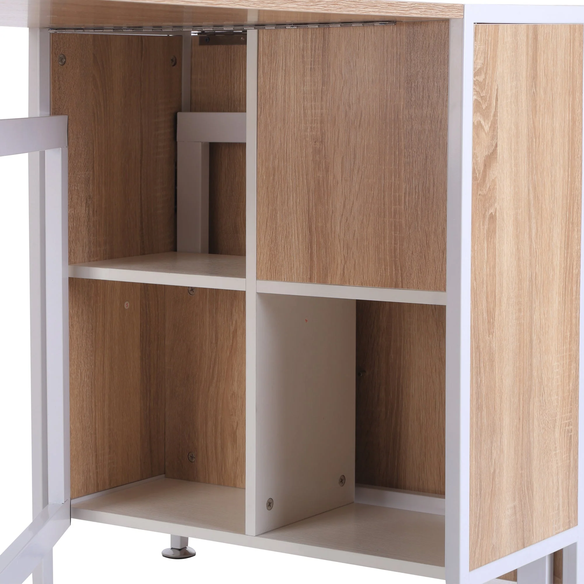 Homcom Foldable Drop Leaf Dining Table Folding Workstation For Small Space With Storage Shelves Cubes Oak & White - Image 8