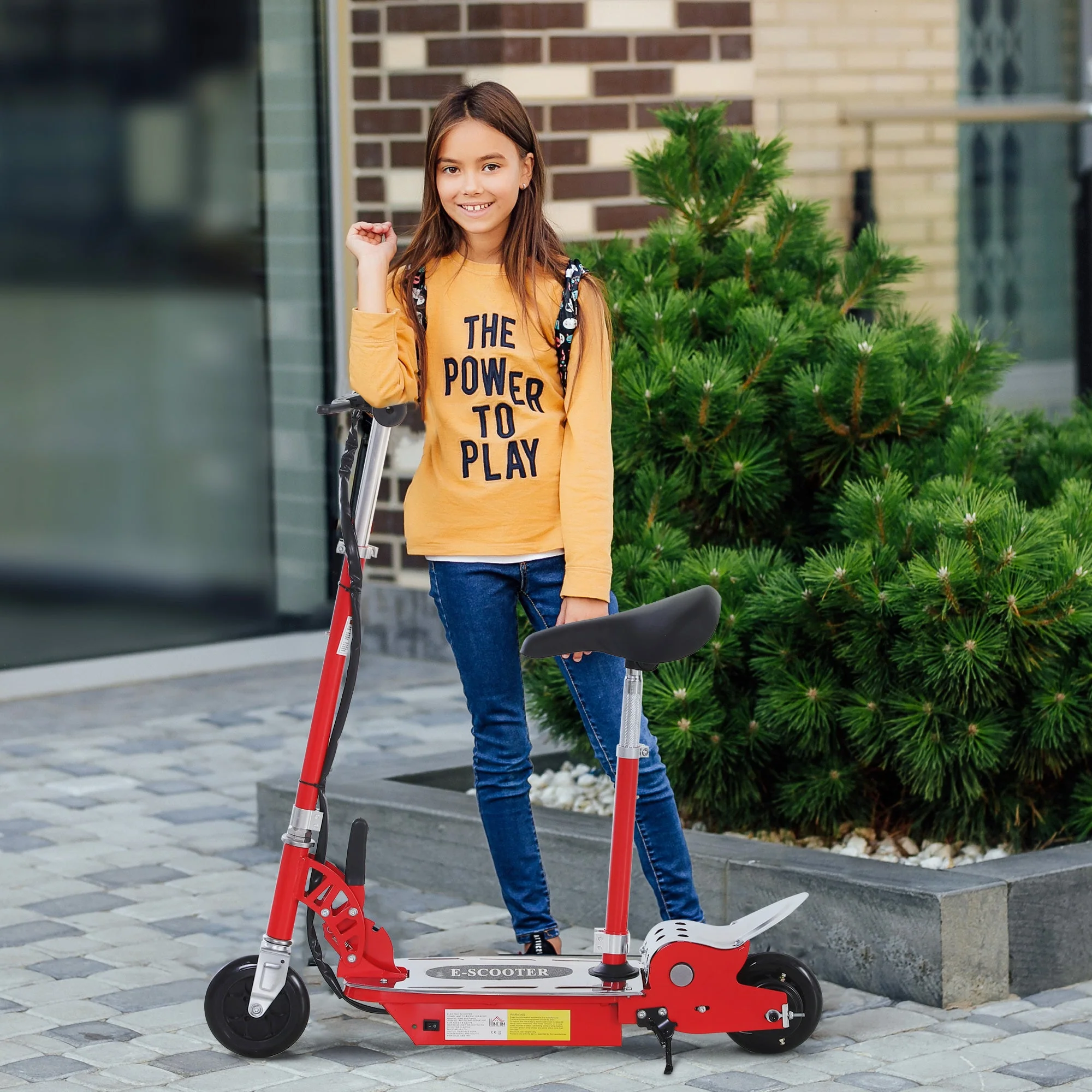 Homcom Foldable Electric Scooter For Teens Over 7 Years Old 12V Battery 120W-Red - Image 2