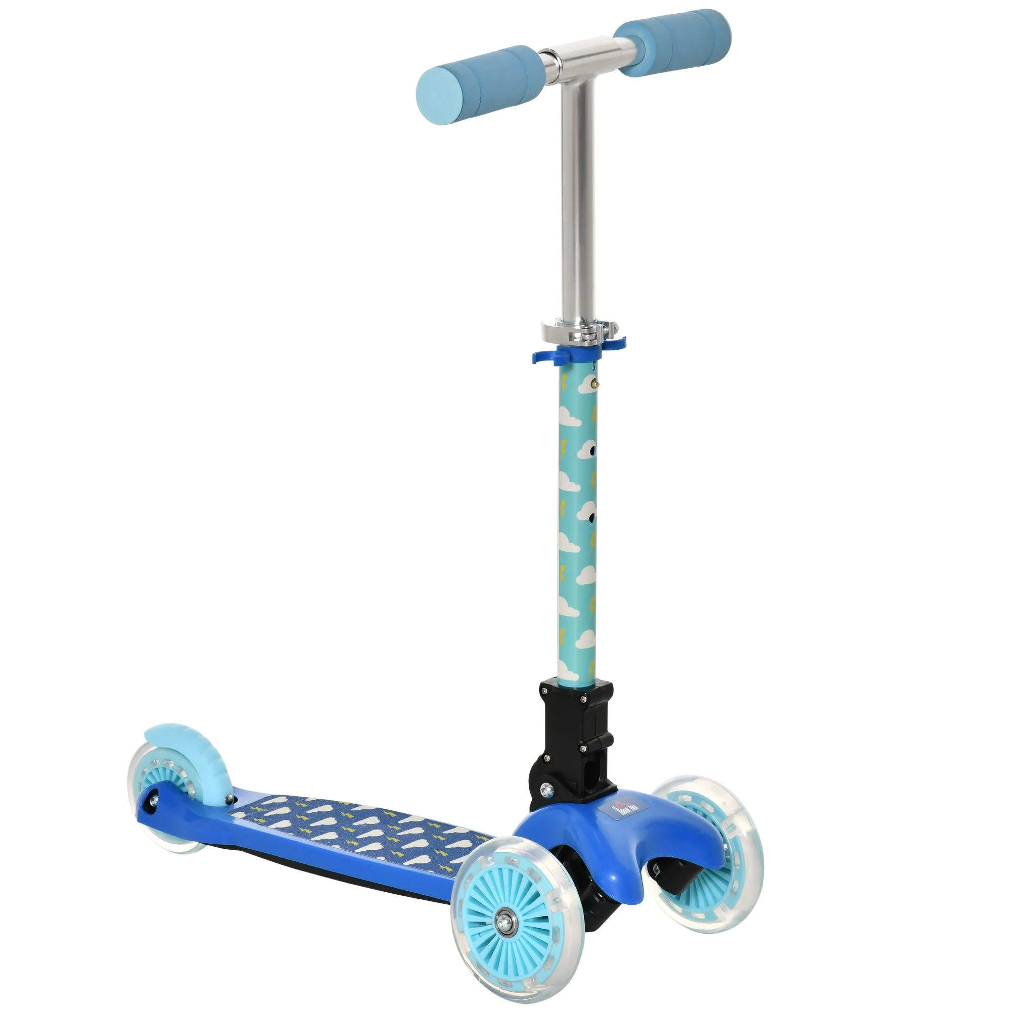Homcom Foldable Scooter for Kids with 3 Wheel Adjustable Height Flashing Wheels - Image 2