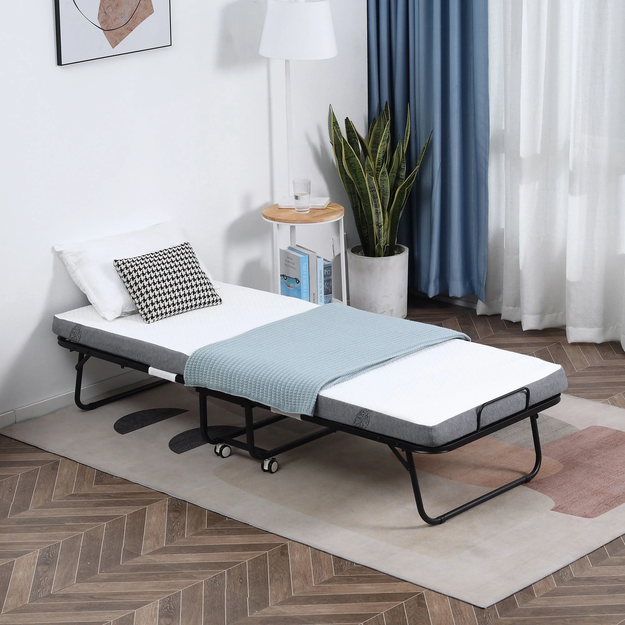 Homcom Folding Bed with 10cm Mattress - Image 2