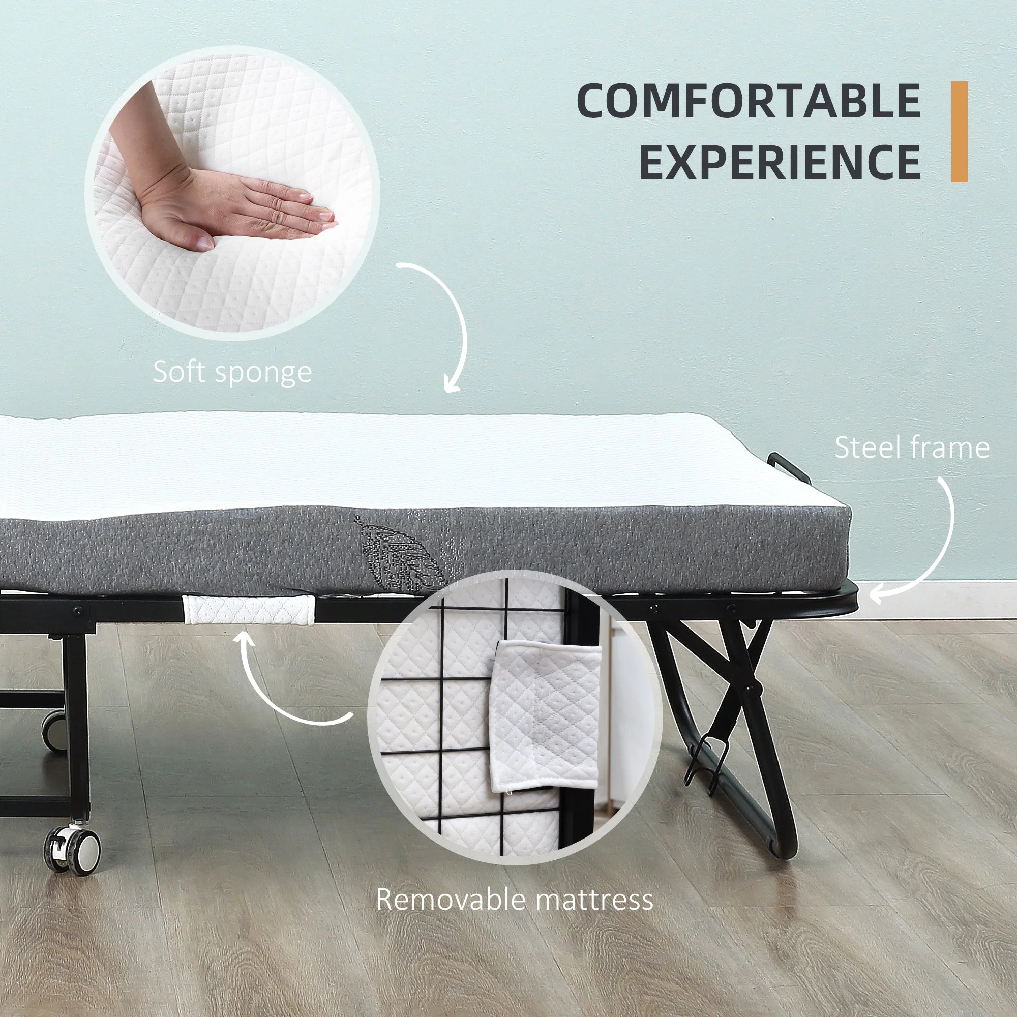 Homcom Folding Bed with 10cm Mattress - Image 6