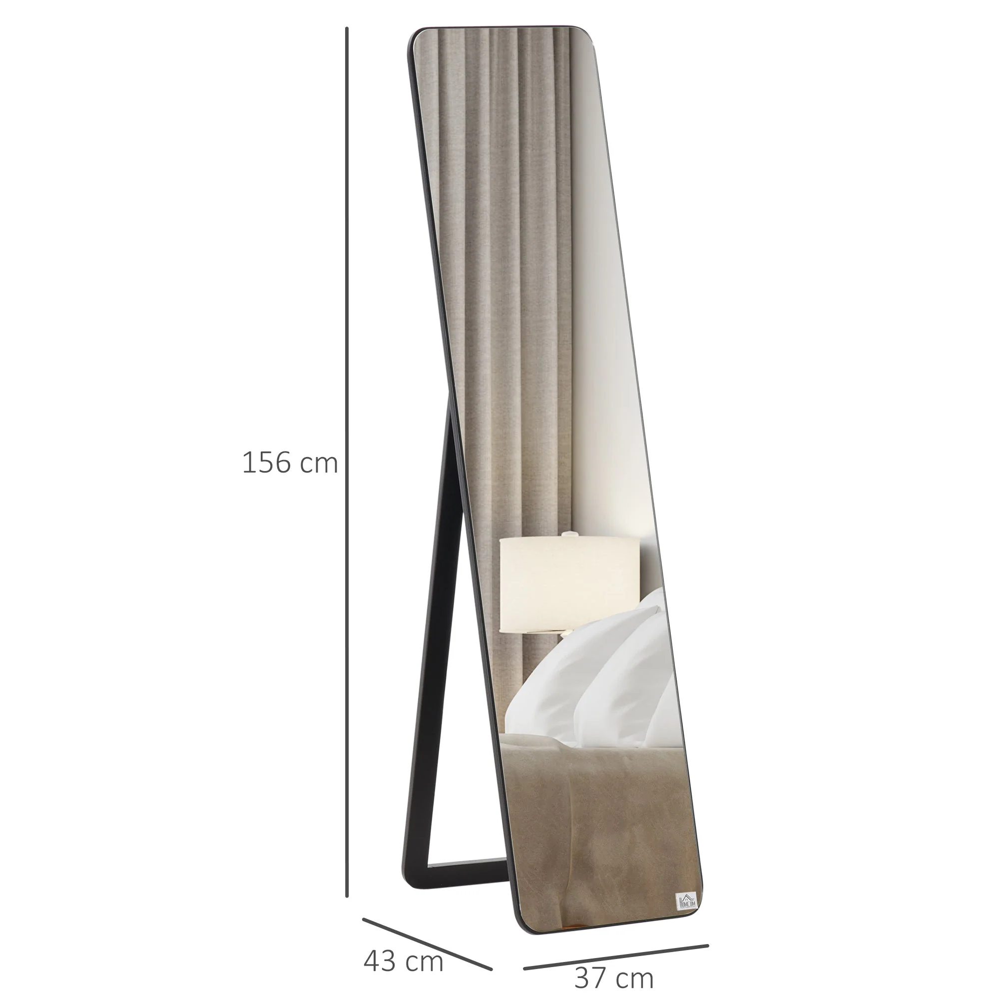 Homcom Full Length Mirror Floor Standing or Wall Mount Dressing Mirror Bedroom Black - Image 3