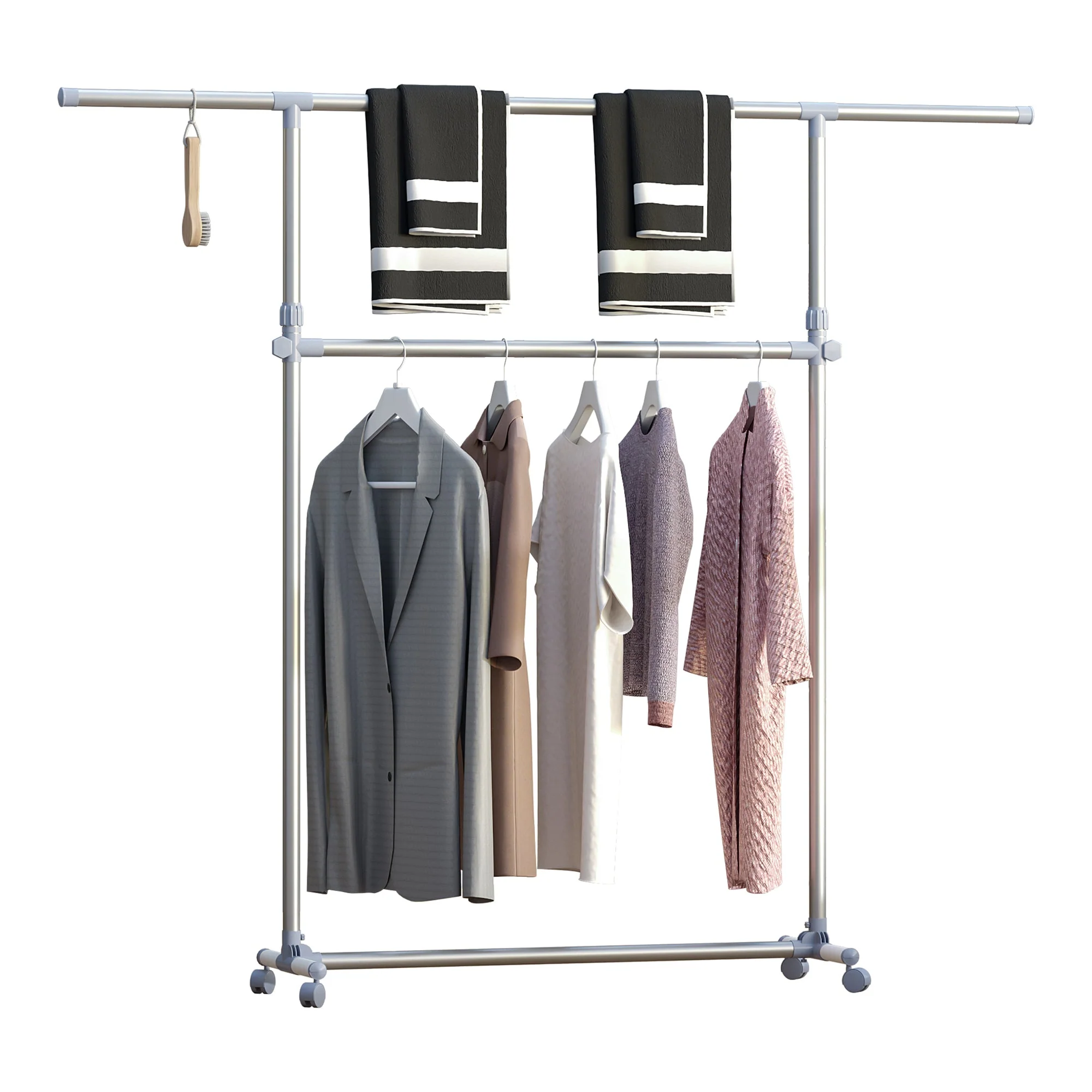 Homcom Heavy Duty Clothes Hanger Garment Rail Hanging Display Stand Rack With Wheels Adjustable - Image 9