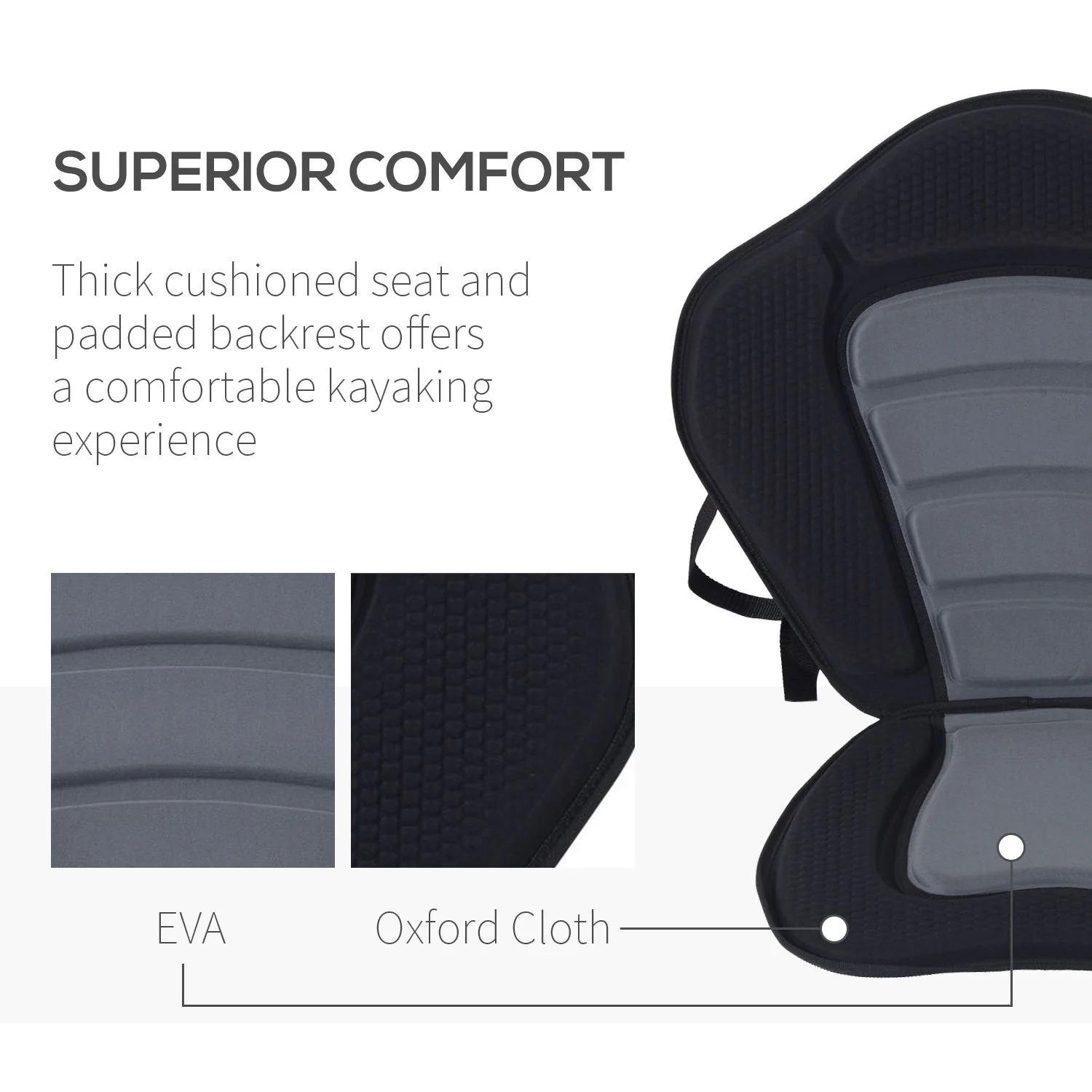 Homcom High Back Detachable Canoe/Kayak Seat-Black - Image 5