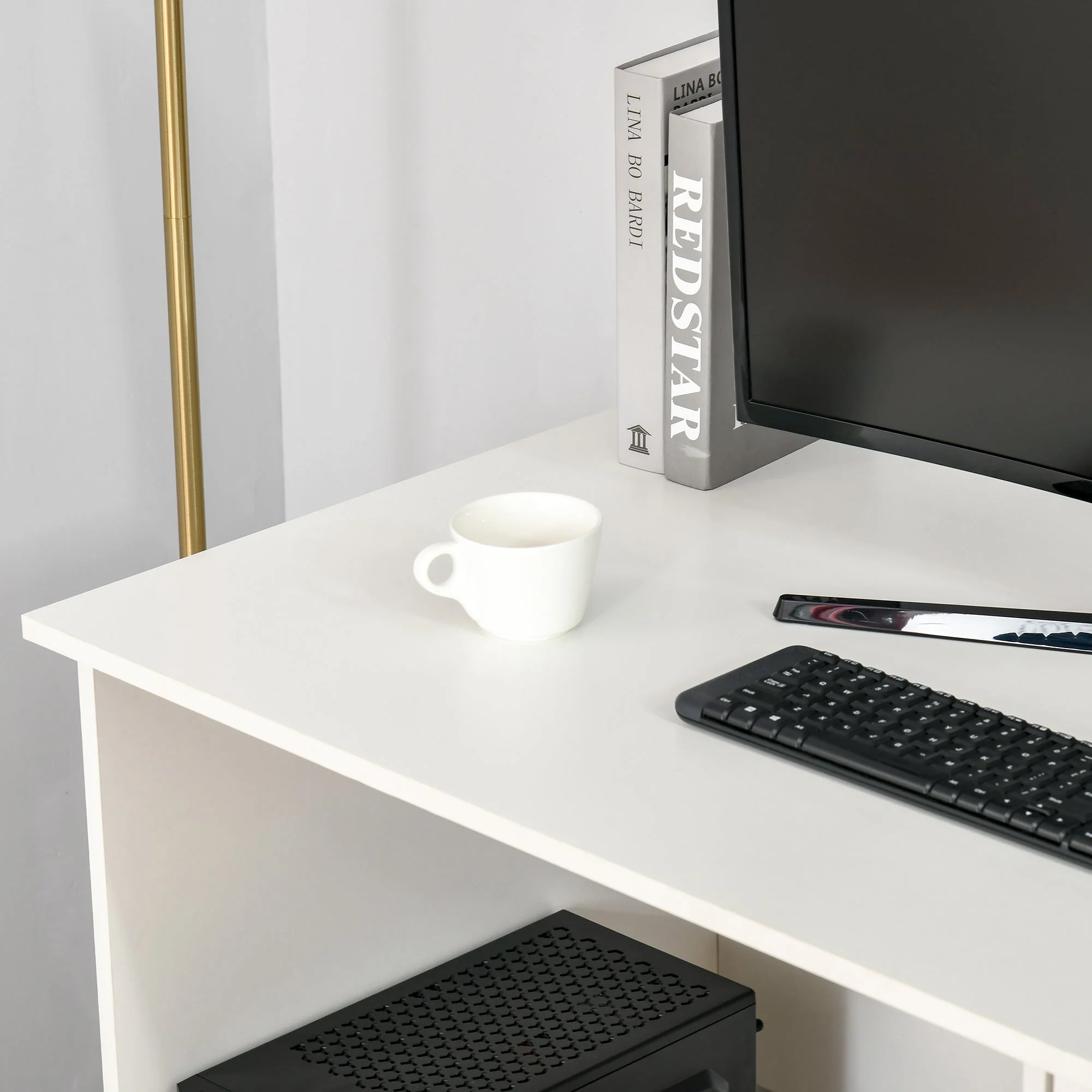 Homcom High Gloss Computer Desk with Drawers - Image 8