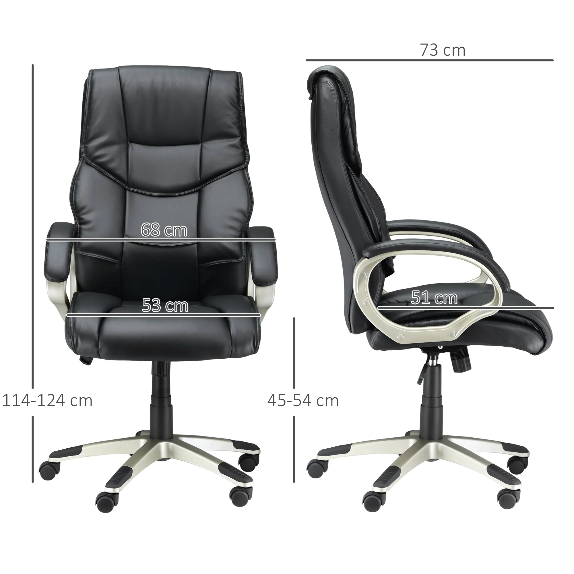 Homcom Home Office Chair High Back Computer Desk Chair With Faux Leather Adjustable Height Rocking Function Black - Image 3