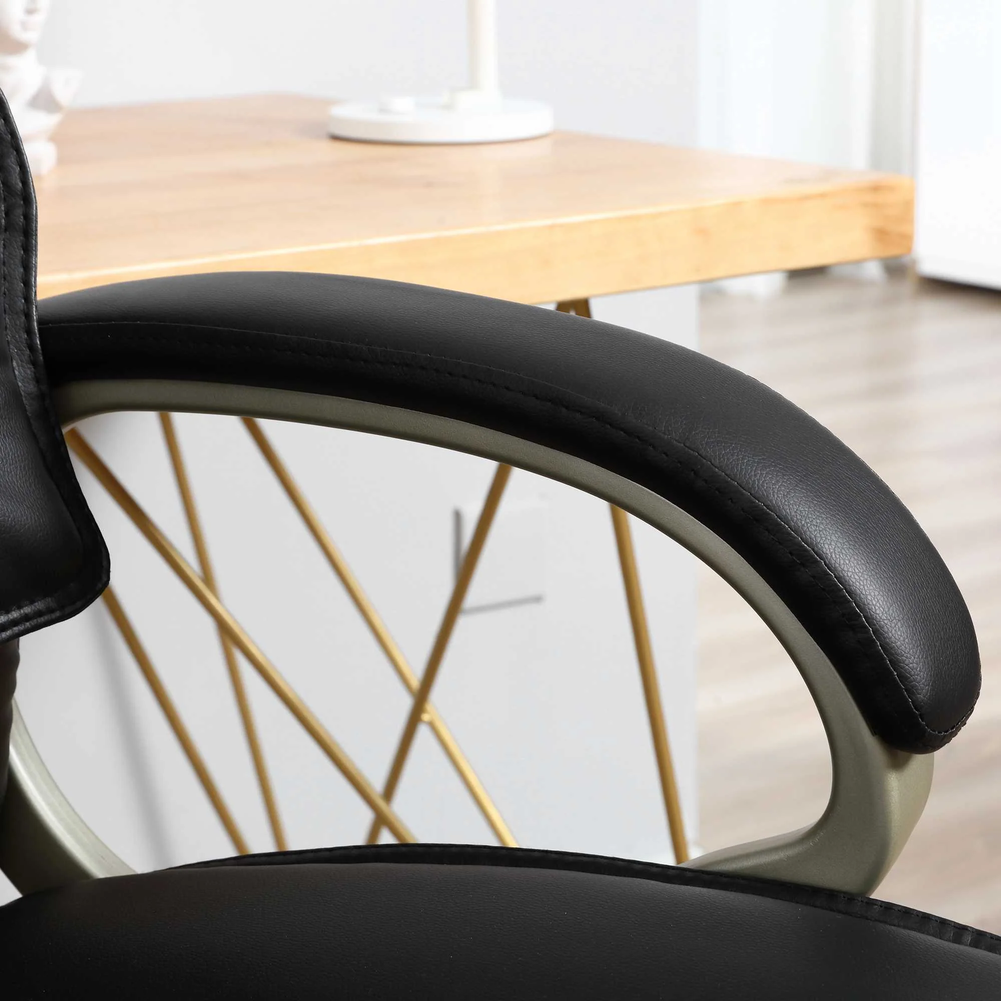 Homcom Home Office Chair High Back Computer Desk Chair With Faux Leather Adjustable Height Rocking Function Black - Image 8