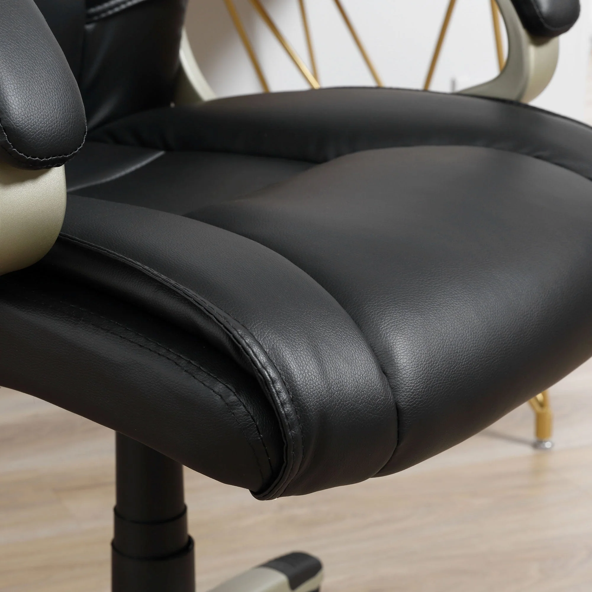 Homcom Home Office Chair High Back Computer Desk Chair With Faux Leather Adjustable Height Rocking Function Black - Image 9
