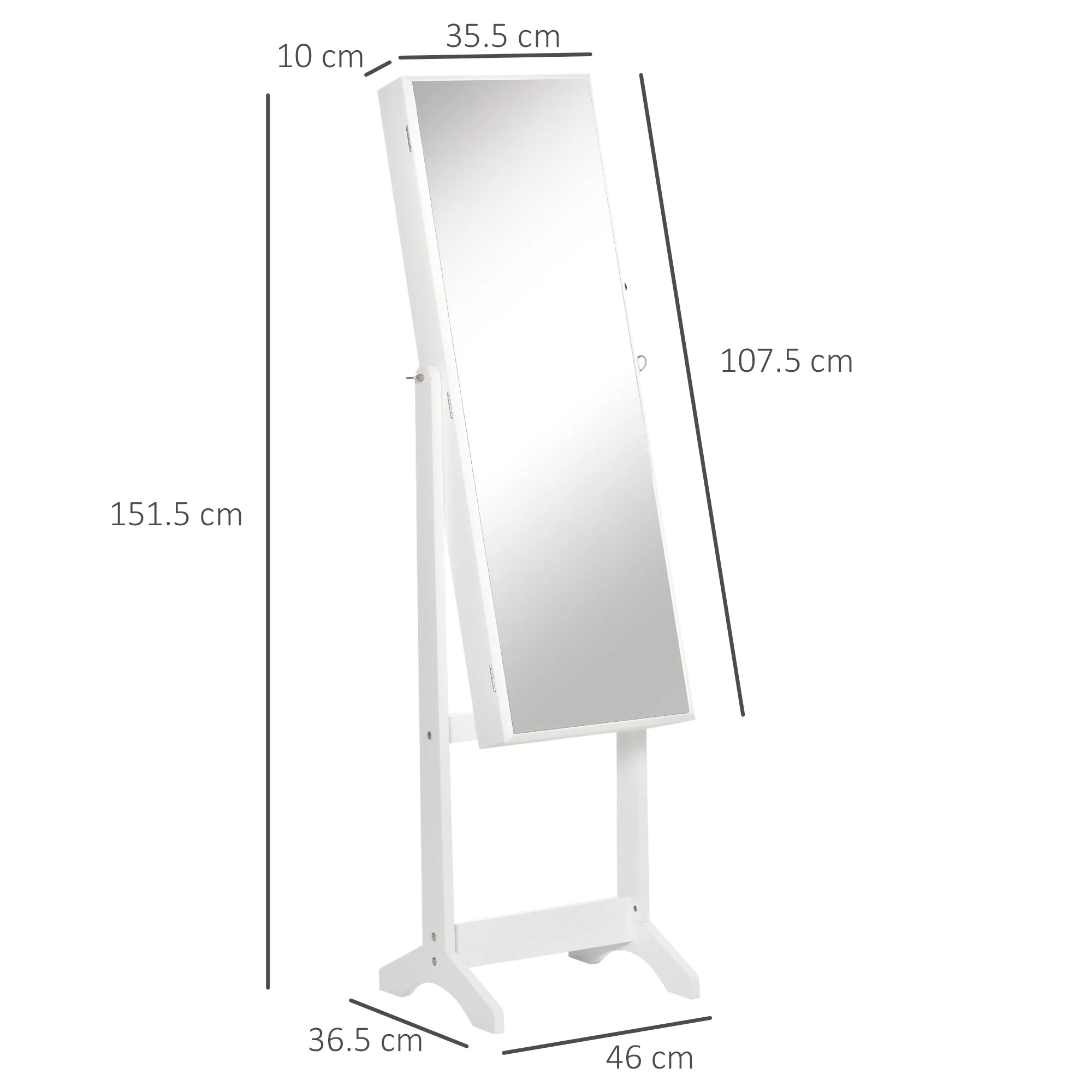 Homcom Jewellery Cabinet with Full-Length Mirror - Image 3