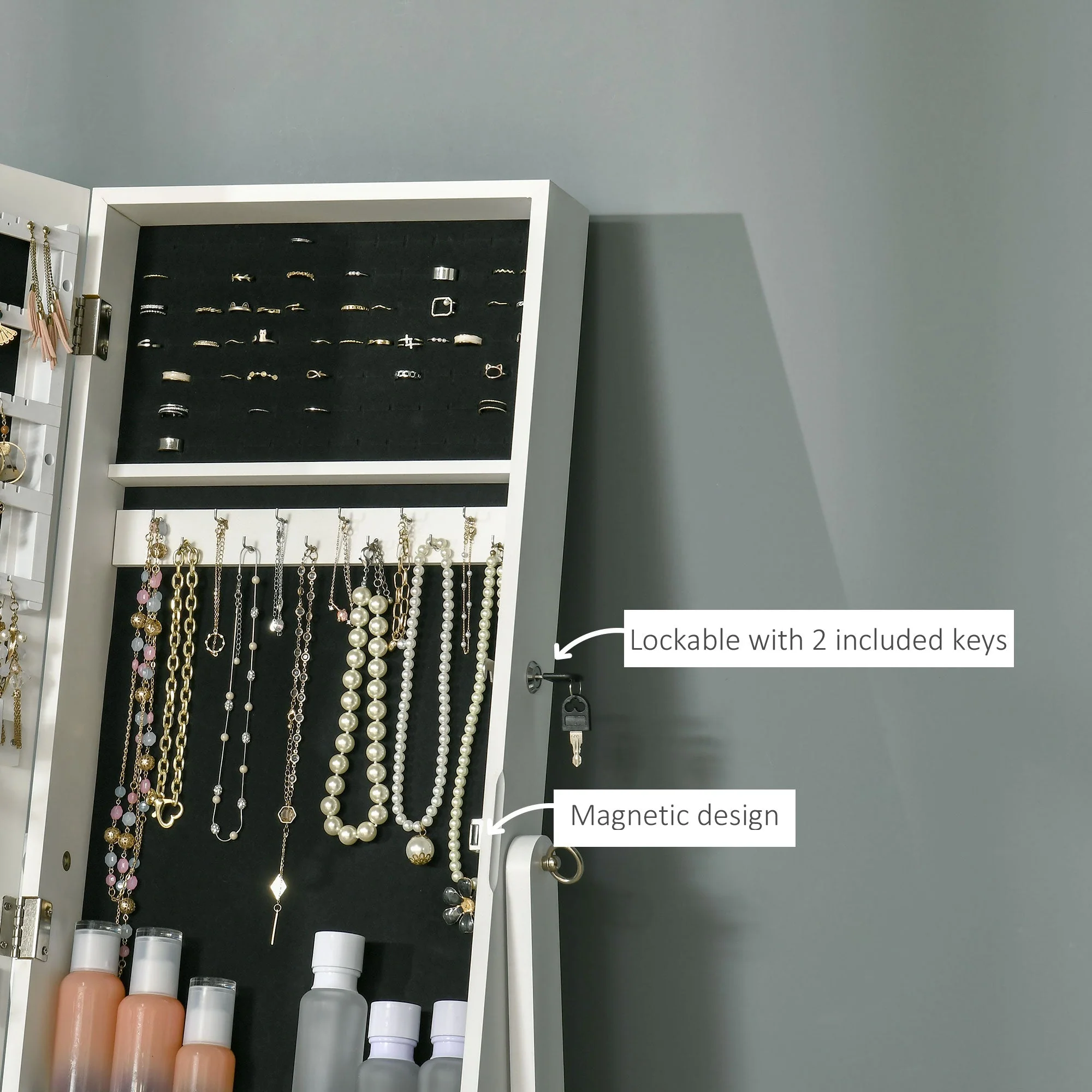 Homcom Jewellery Cabinet with Full-Length Mirror - Image 4