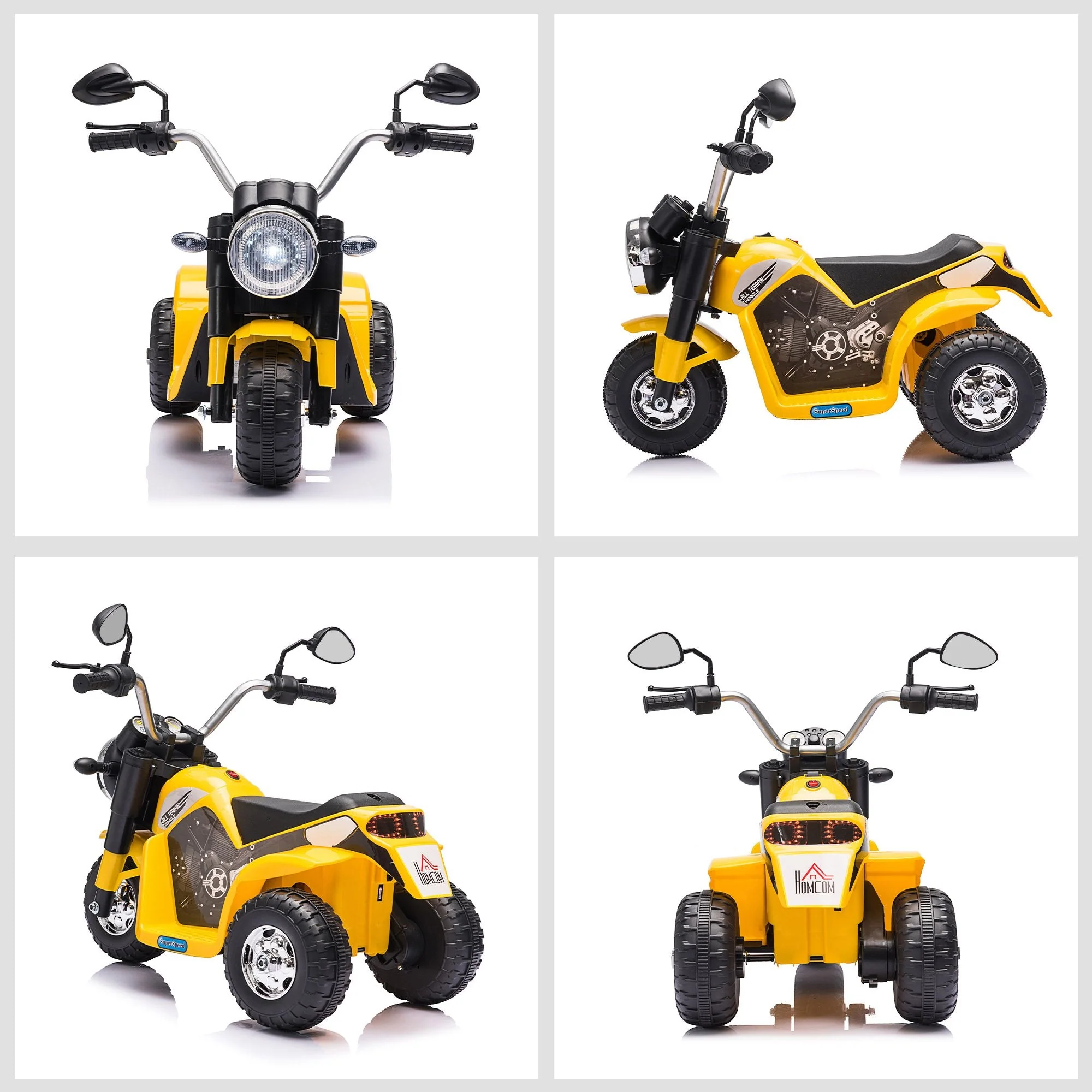 Homcom Kids 6V Electric Motorcycle Ride-On Toy Battery 18 - 36 Months Yellow - Image 7