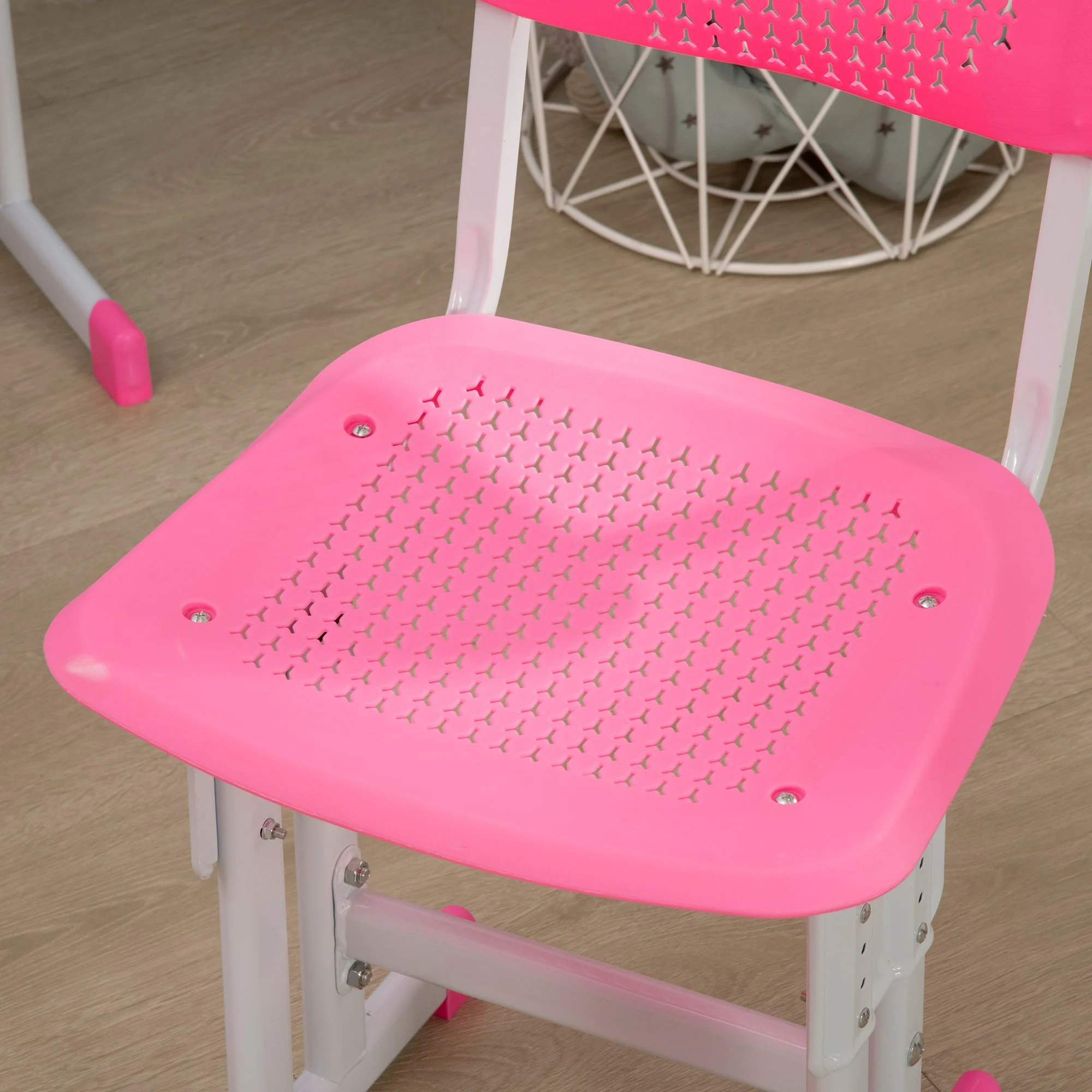 Homcom Kids Adjustable Desk And Chair Set Book Stand Pen Slot - Pink - Image 8
