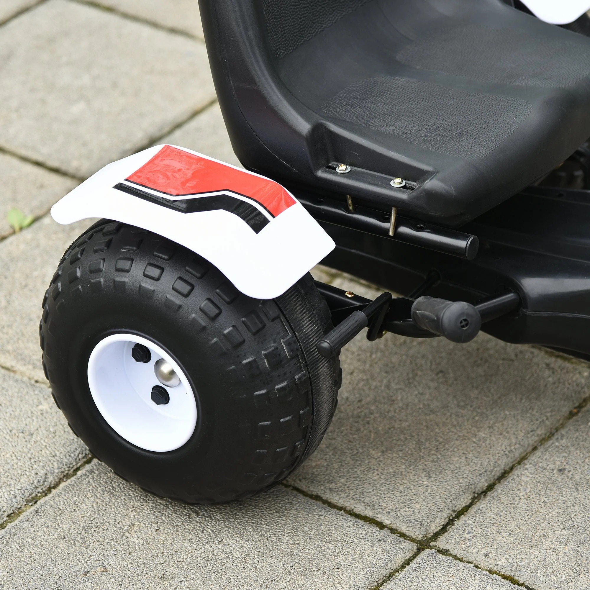 Homcom Kids Adjustable Seat PP Pedal Go-Kart White/Red - Image 6