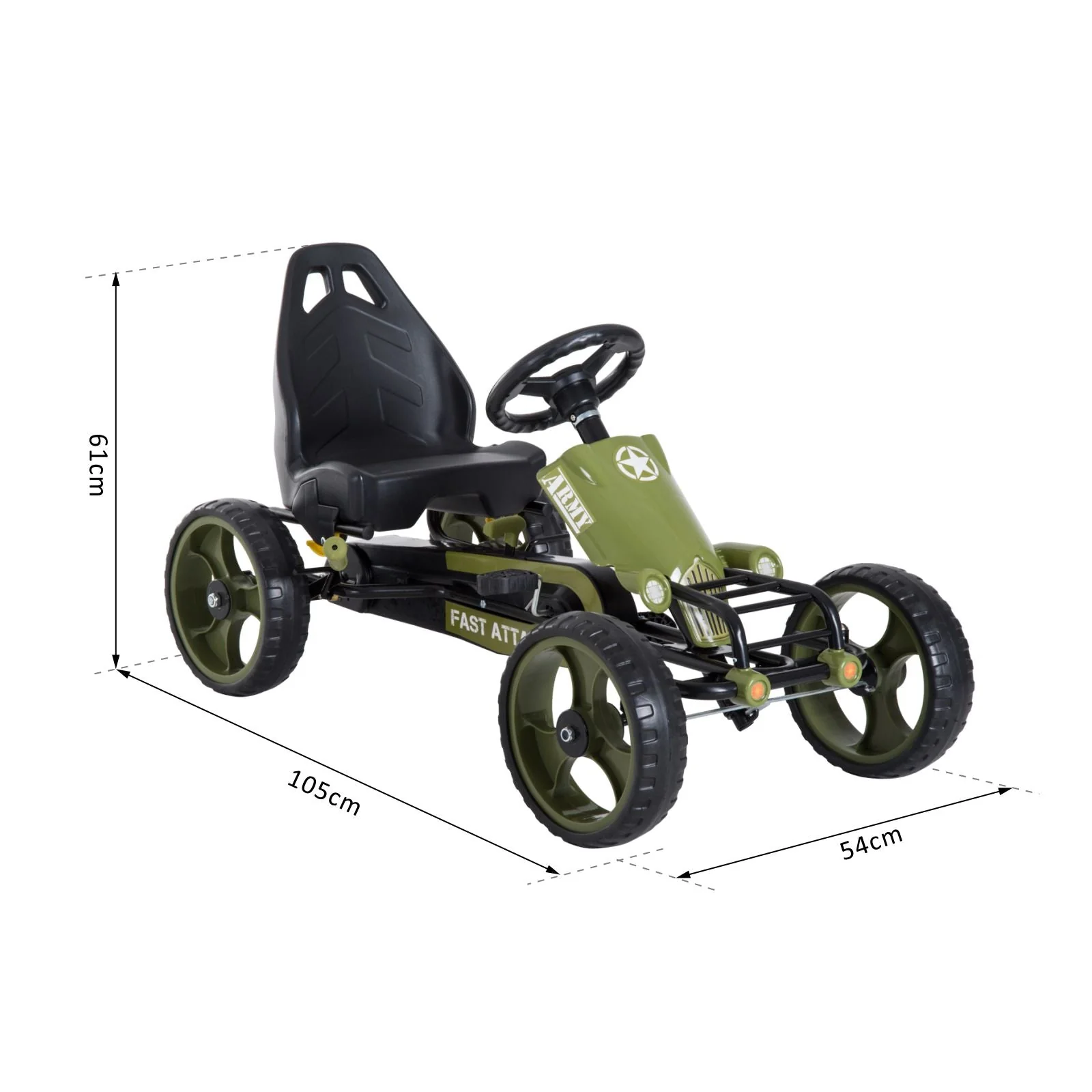 Homcom Kids Children Pedal Go Kart Ride On Racer Braking System Adjustable Seat Green - Image 2