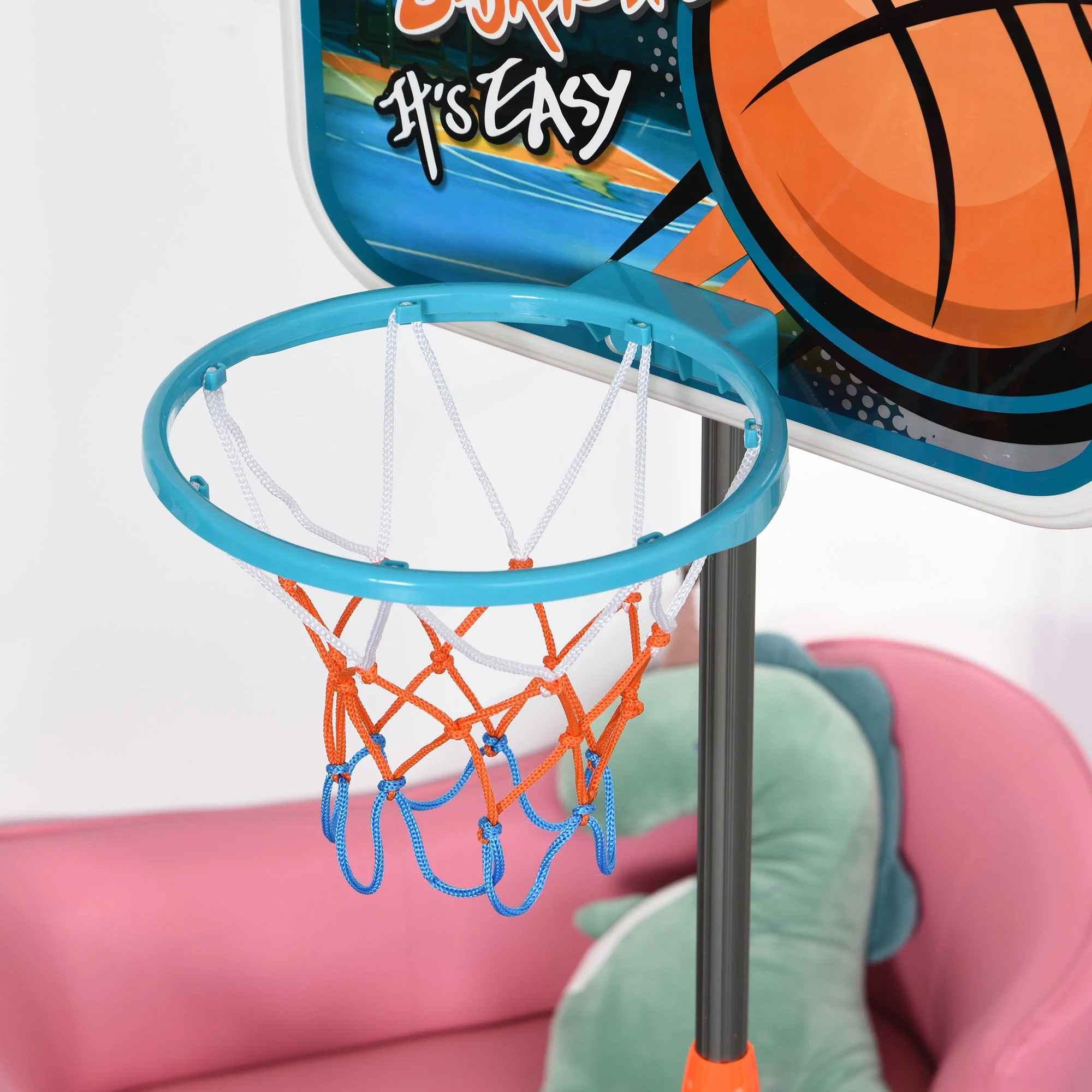 Homcom Kids Height Adjustable Aluminium Basketball Hoop Stand With Ball - Image 8
