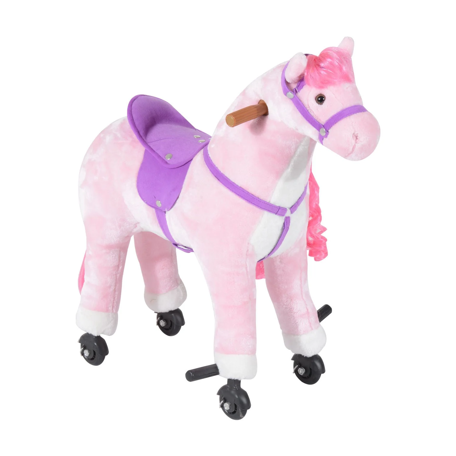 Homcom Kids Plush Ride On Walking Horse Withsound-Pink - Image 9