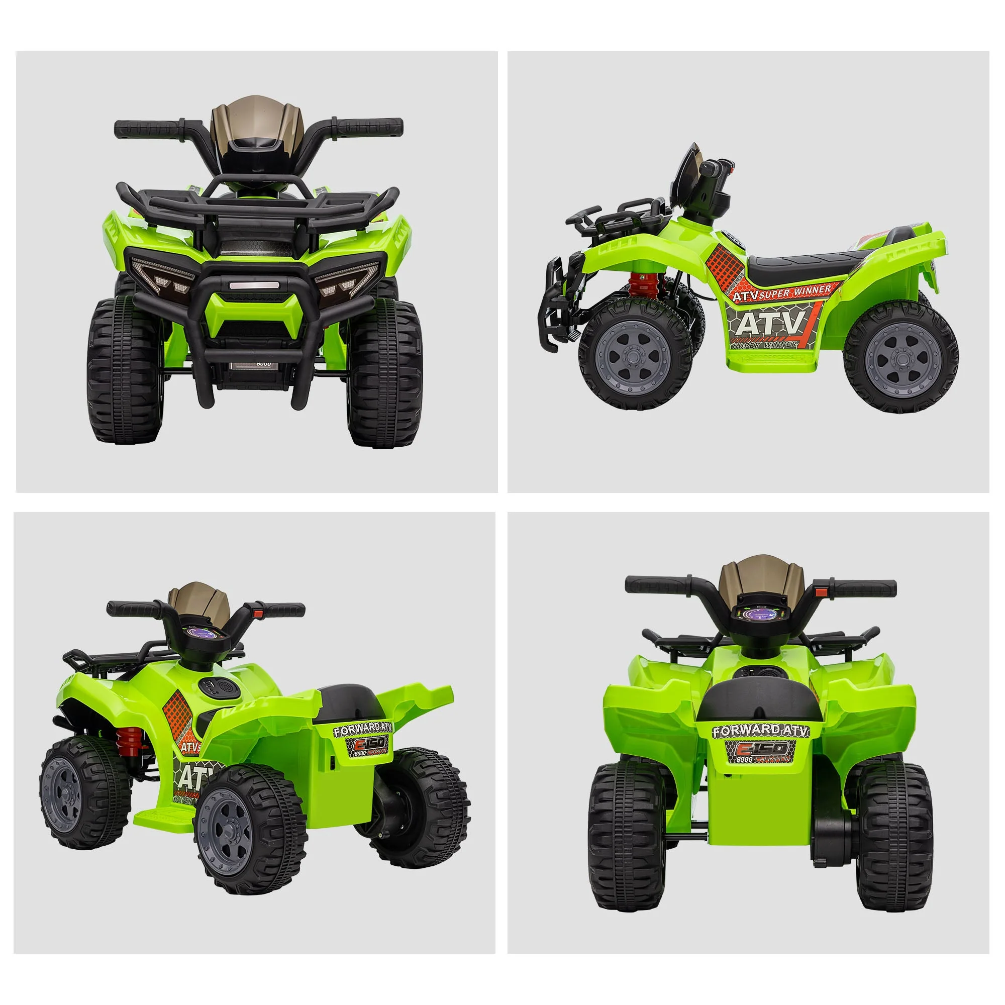 Homcom Kids Ride-on Four Wheeler ATV Car with Real Working Headlights for 18-36M - Image 7