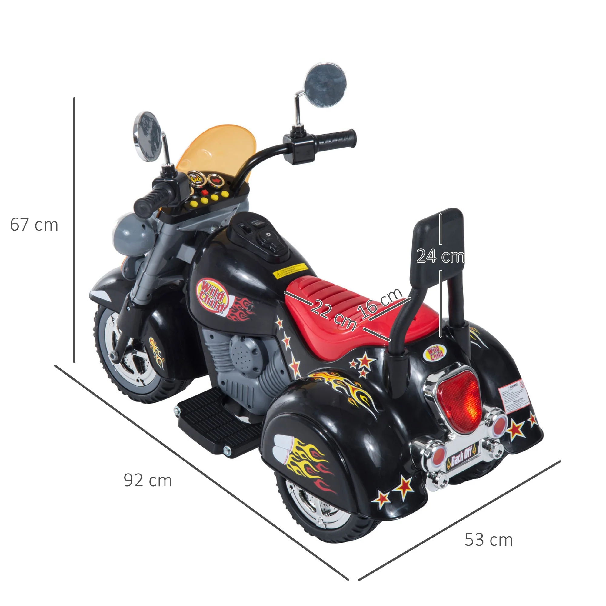 Homcom Kids Ride On Toy Car Motorbike Electric Scooter 6V Battery Operated Toy Trike-Black - Image 2
