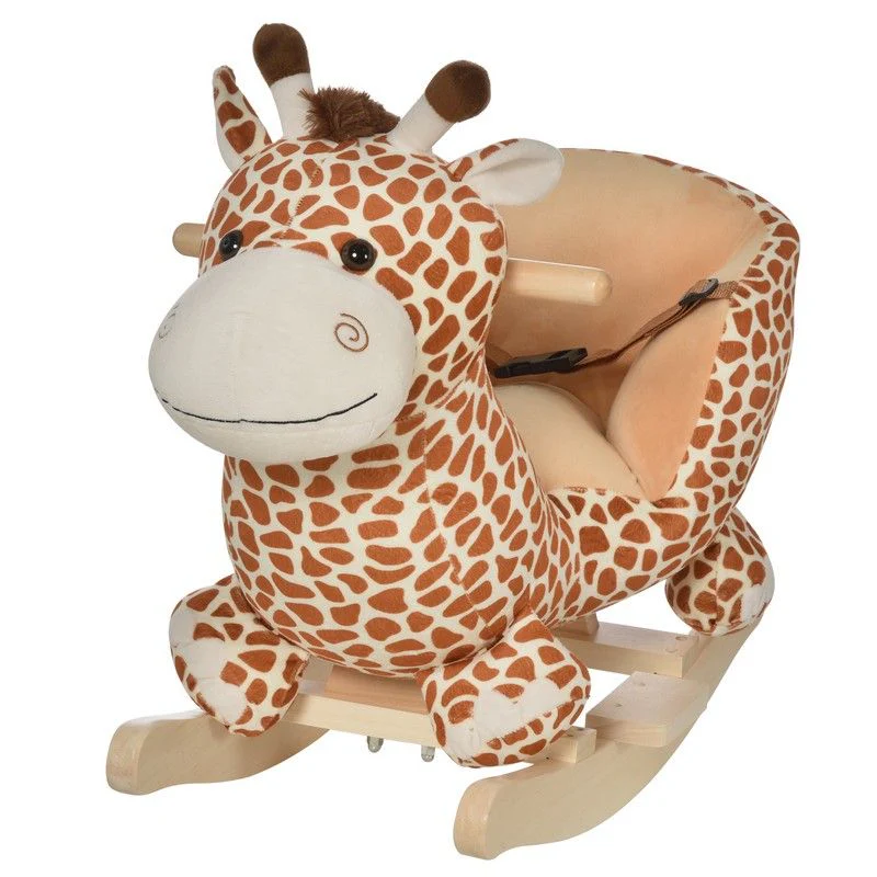 Homcom Kids Rocking Horse Toys Giraffe Seat With Sound Toddlers Baby Toy - Image 2