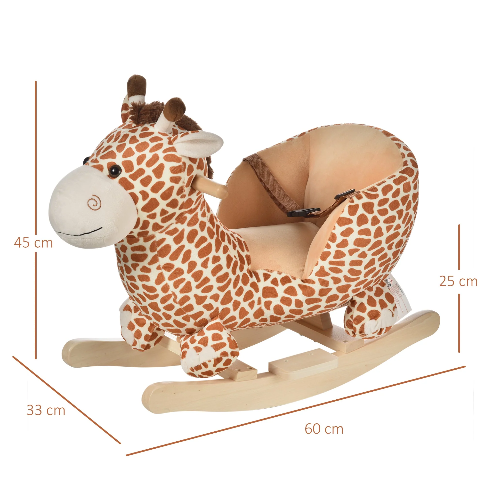 Homcom Kids Rocking Horse Toys Giraffe Seat With Sound Toddlers Baby Toy - Image 3