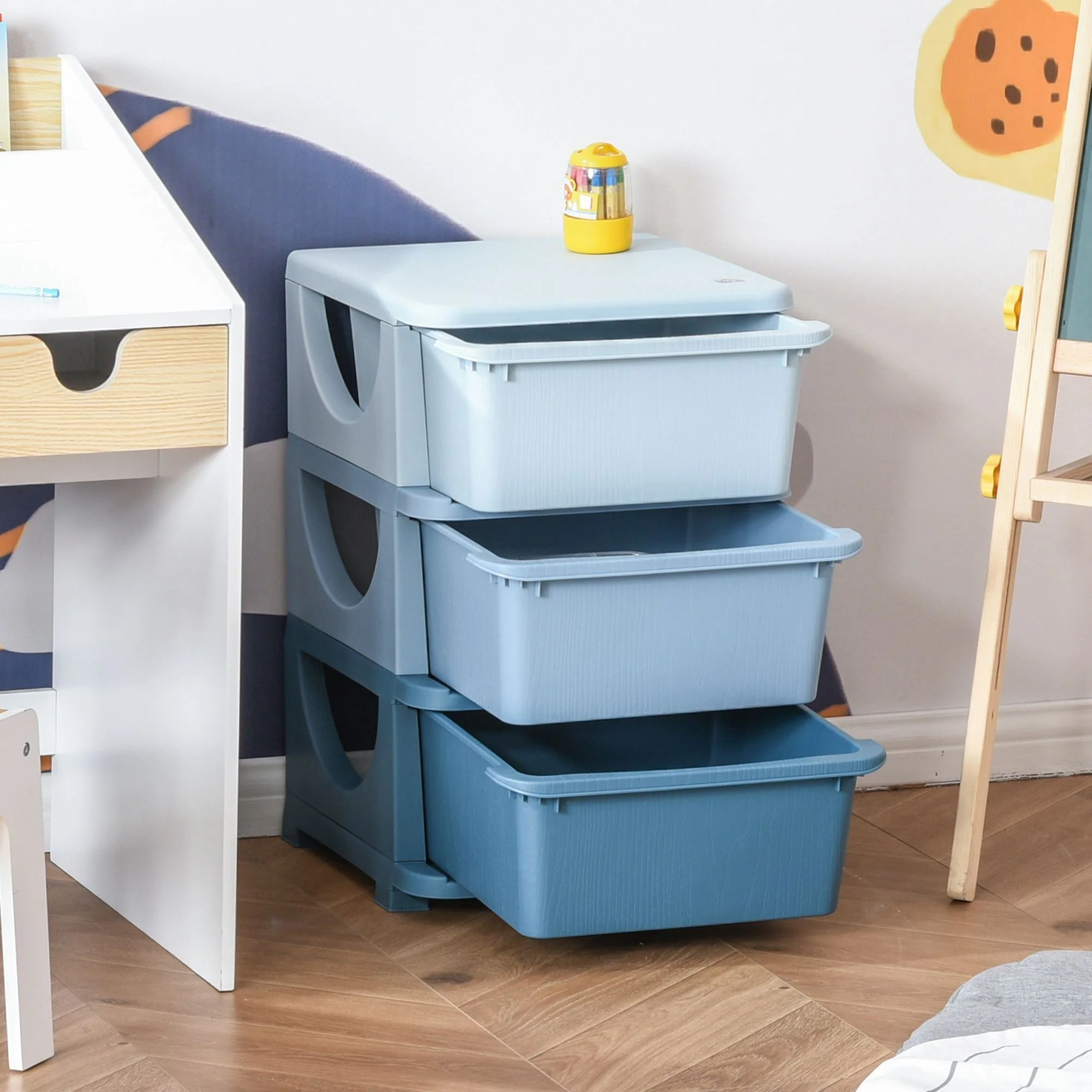 Homcom Kids Three-Tier Storage Unit ? Blue - Image 2