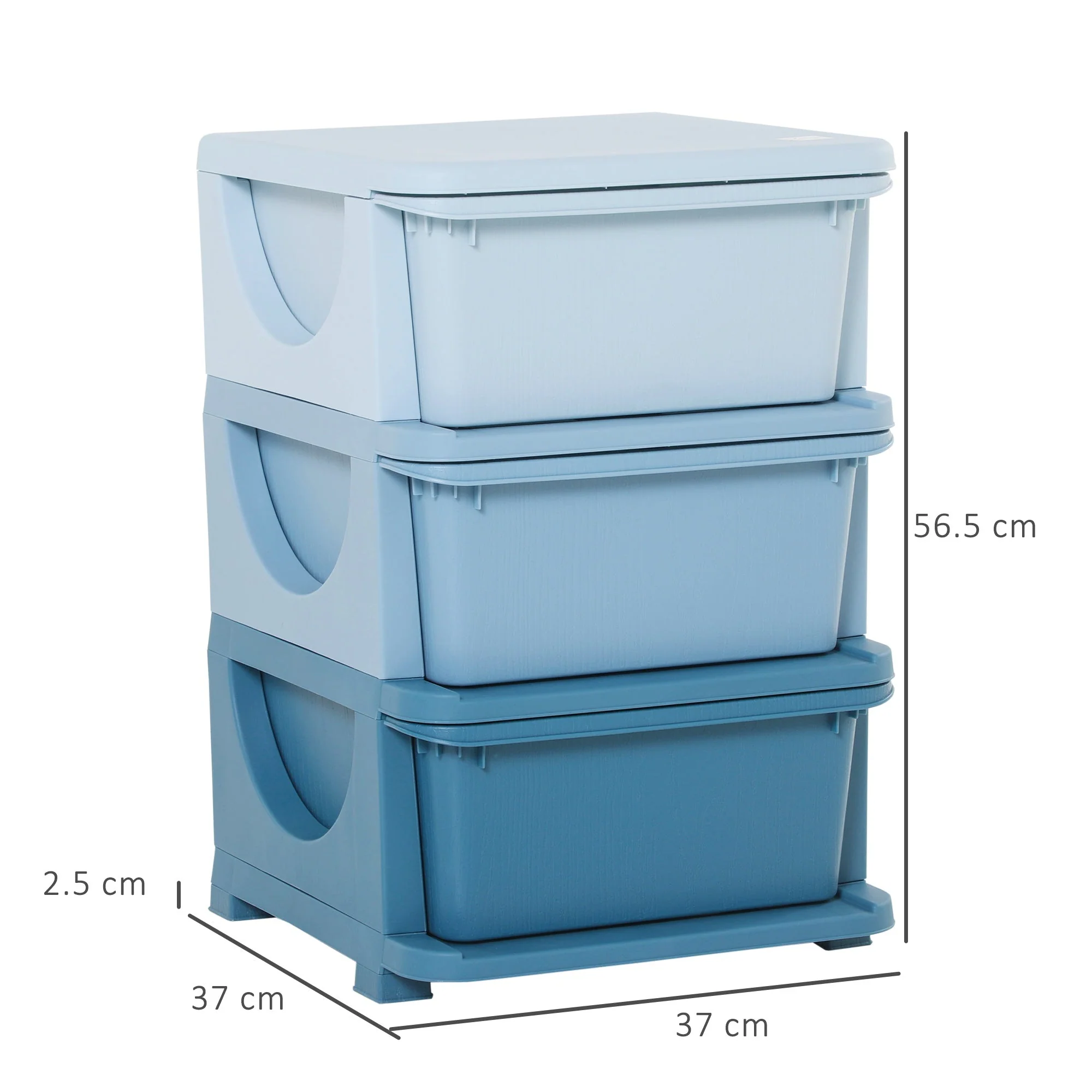 Homcom Kids Three-Tier Storage Unit ? Blue - Image 3