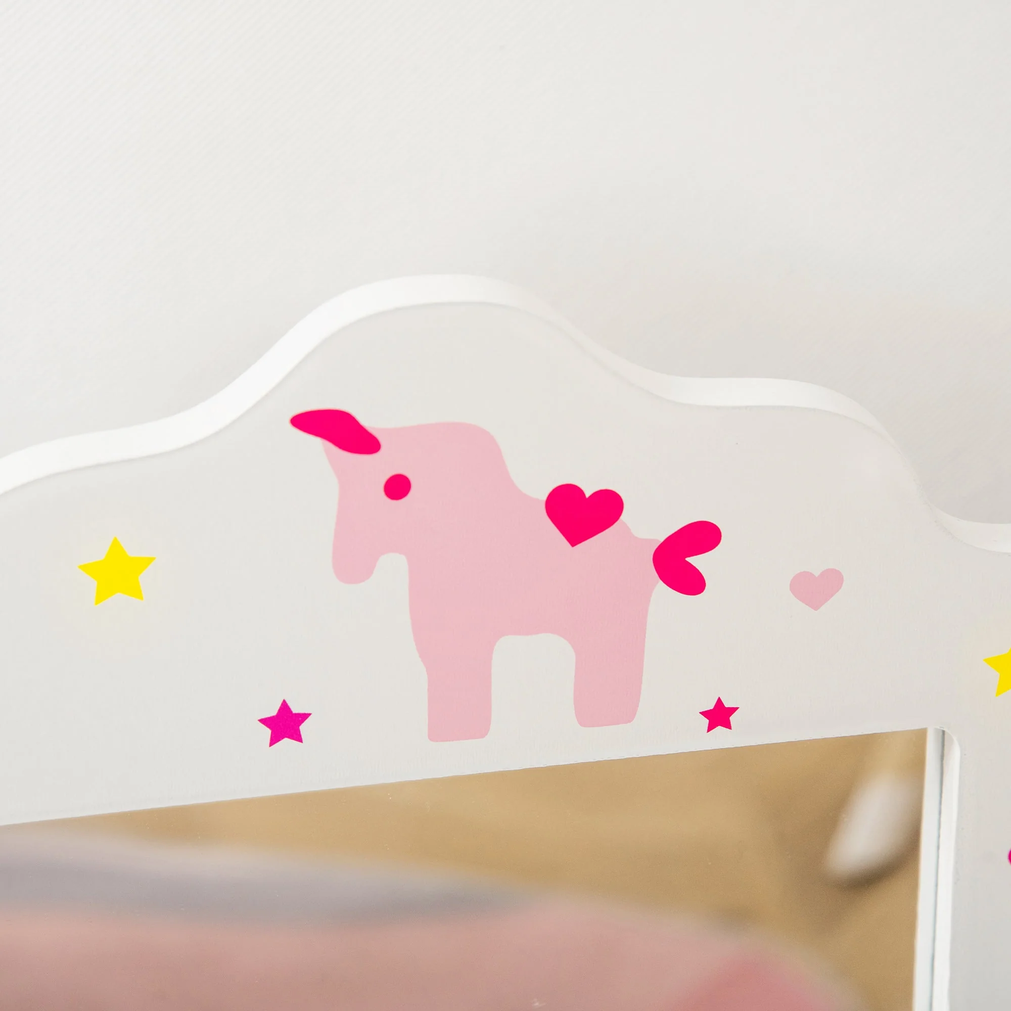 Homcom Kids Vanity Table & Stool Girls Dressing Set Make Up Desk Chair Dresser Play Set With Rotatable Mirrors Drawer Star & Heart Pattern White - Image 7